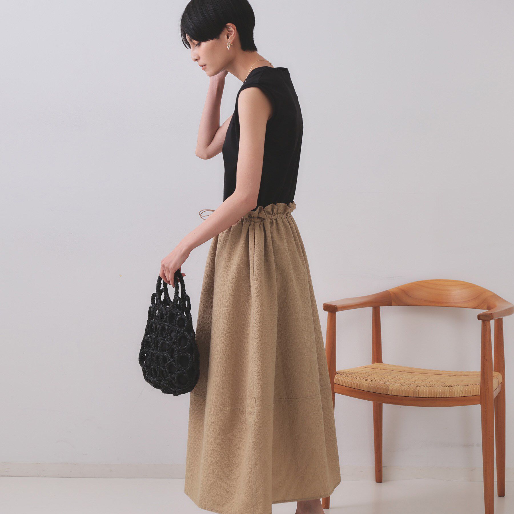 OPAQUE.CLIP「配色サッカードッキングワンピース【洗濯機洗い可】」|ワンピース|