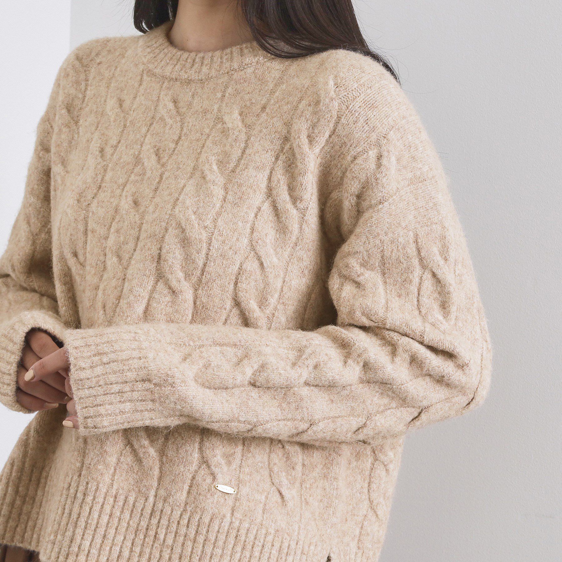 OPAQUE.CLIP「MIXミドルゲージケーブルニット【洗濯機OK】」|ニット・セーター|