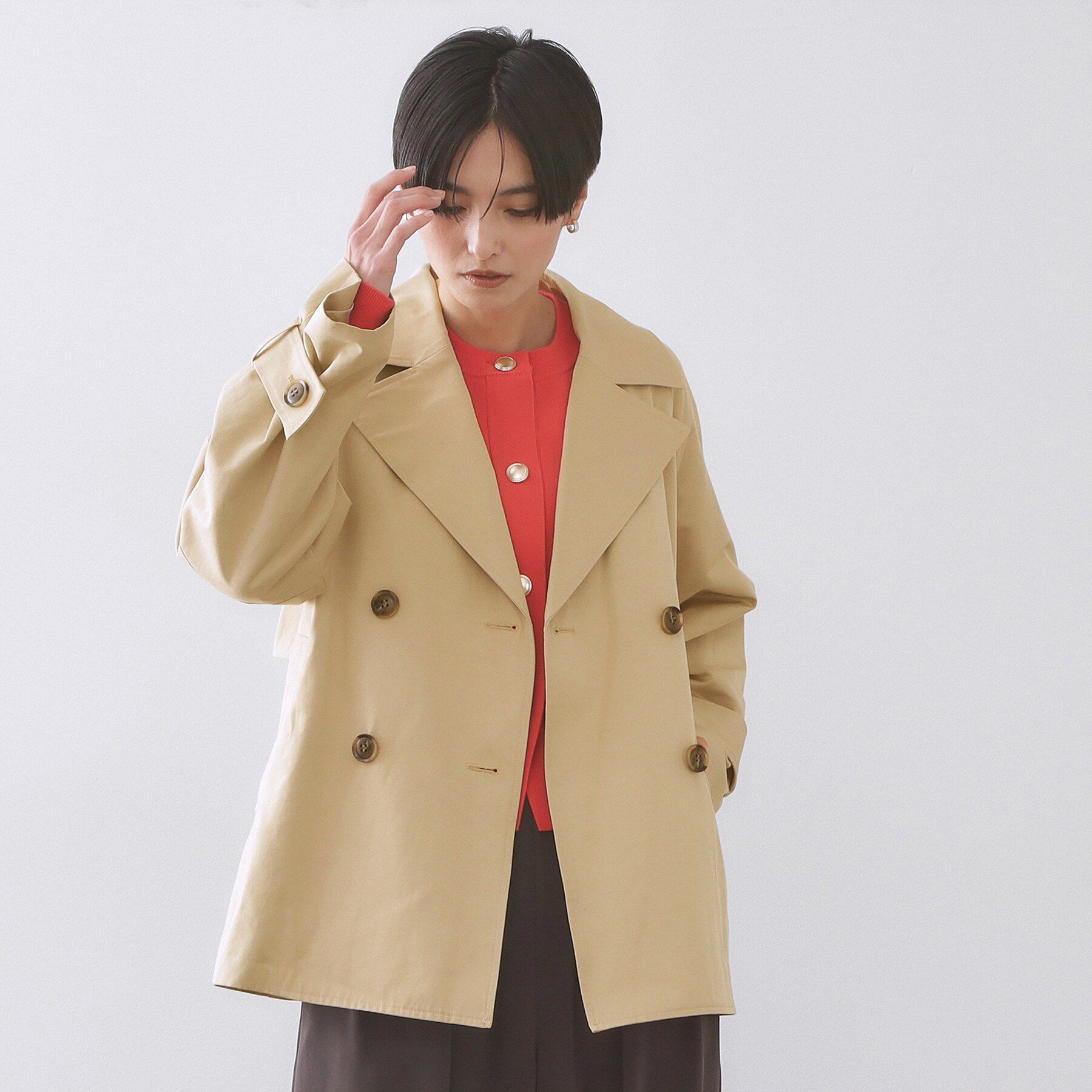 OPAQUE.CLIP「ミドルトレンチコート【洗濯機OK】」|トレンチコート|ベージュ(052)