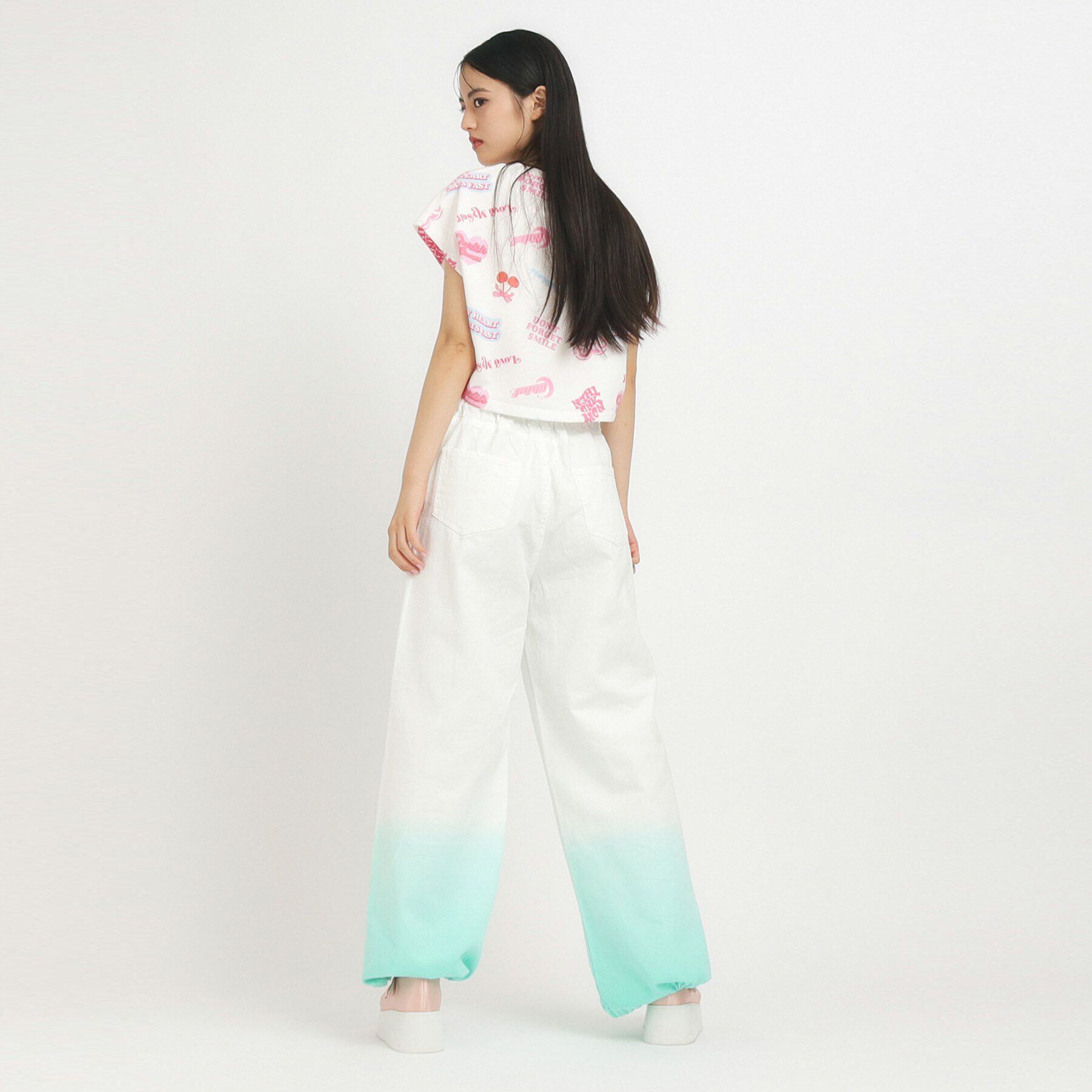 PINK-latte「【るーつくコラボ】グラデーションパンツ」|その他|グリーン(023)