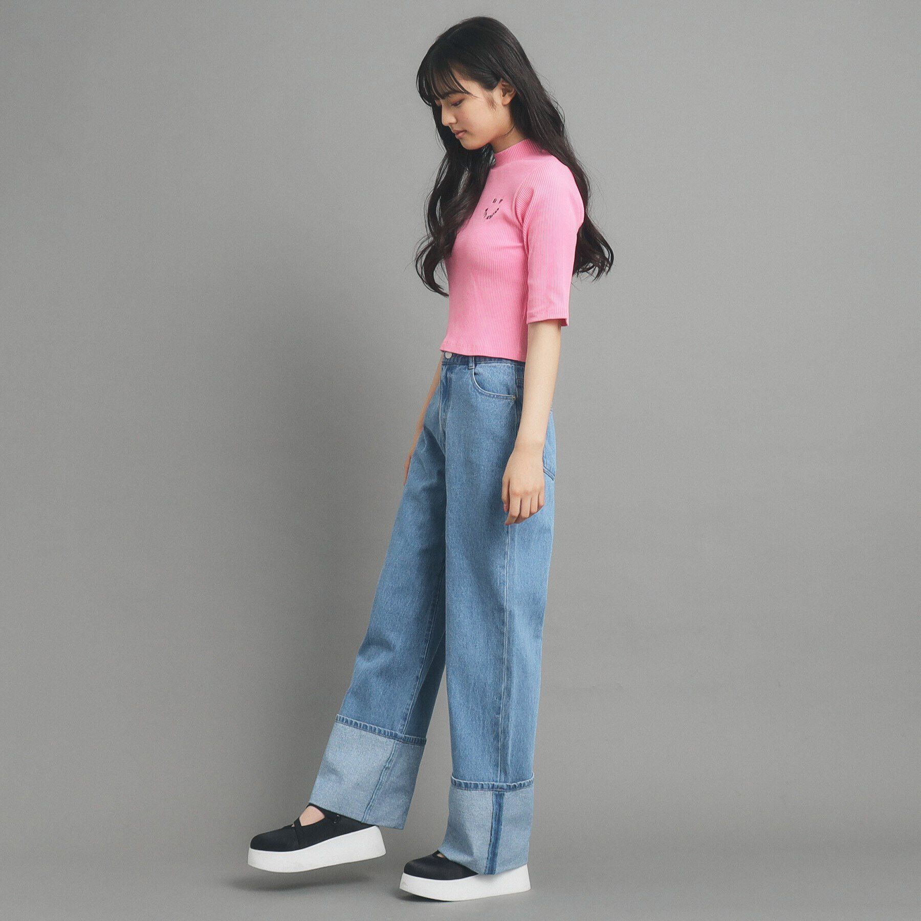 PINK-latte「【130cmあり】コンパクトリブカットソー」|Tシャツ・カットソー|