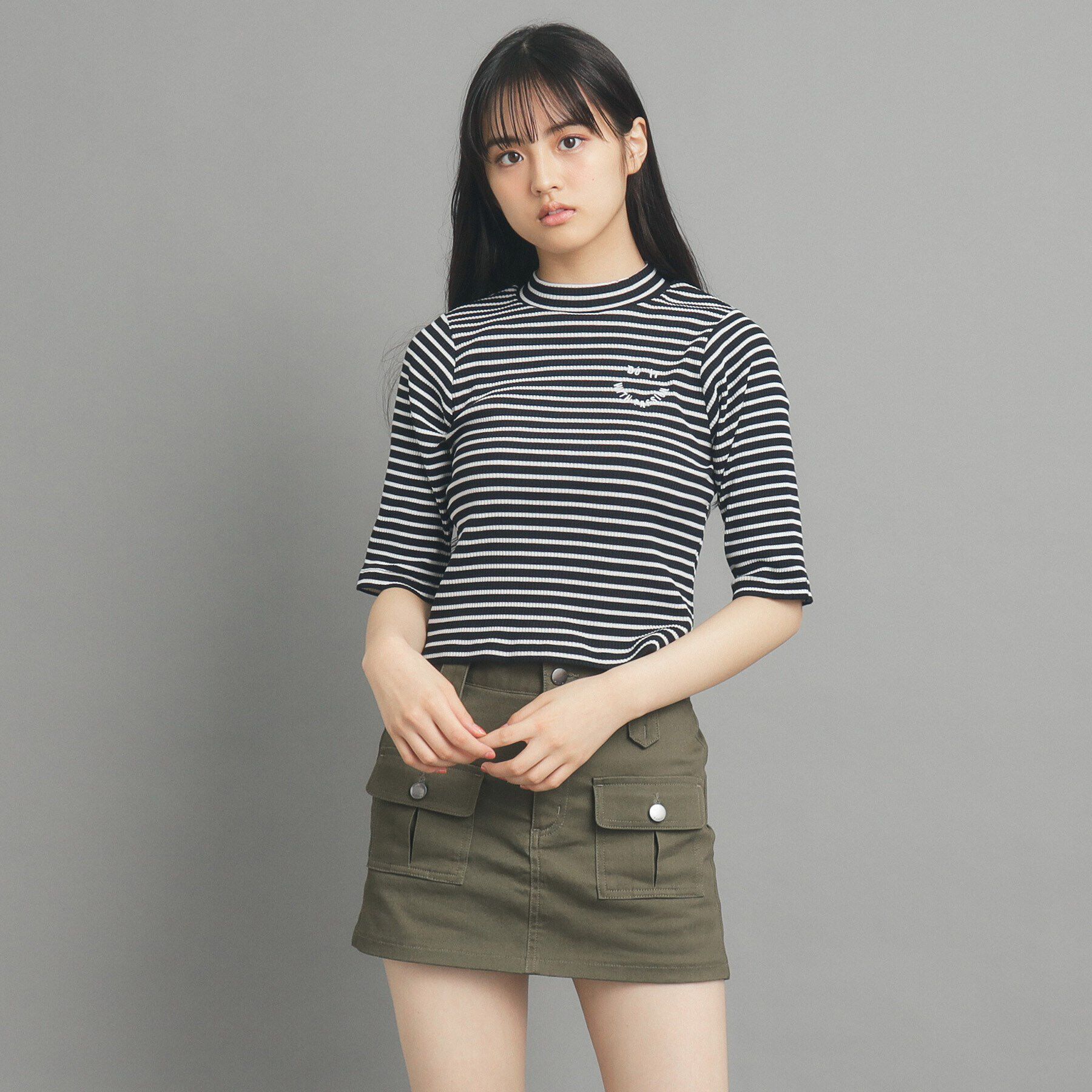 PINK-latte「【130cmあり】コンパクトリブカットソー」|Tシャツ・カットソー|ブラック(319)