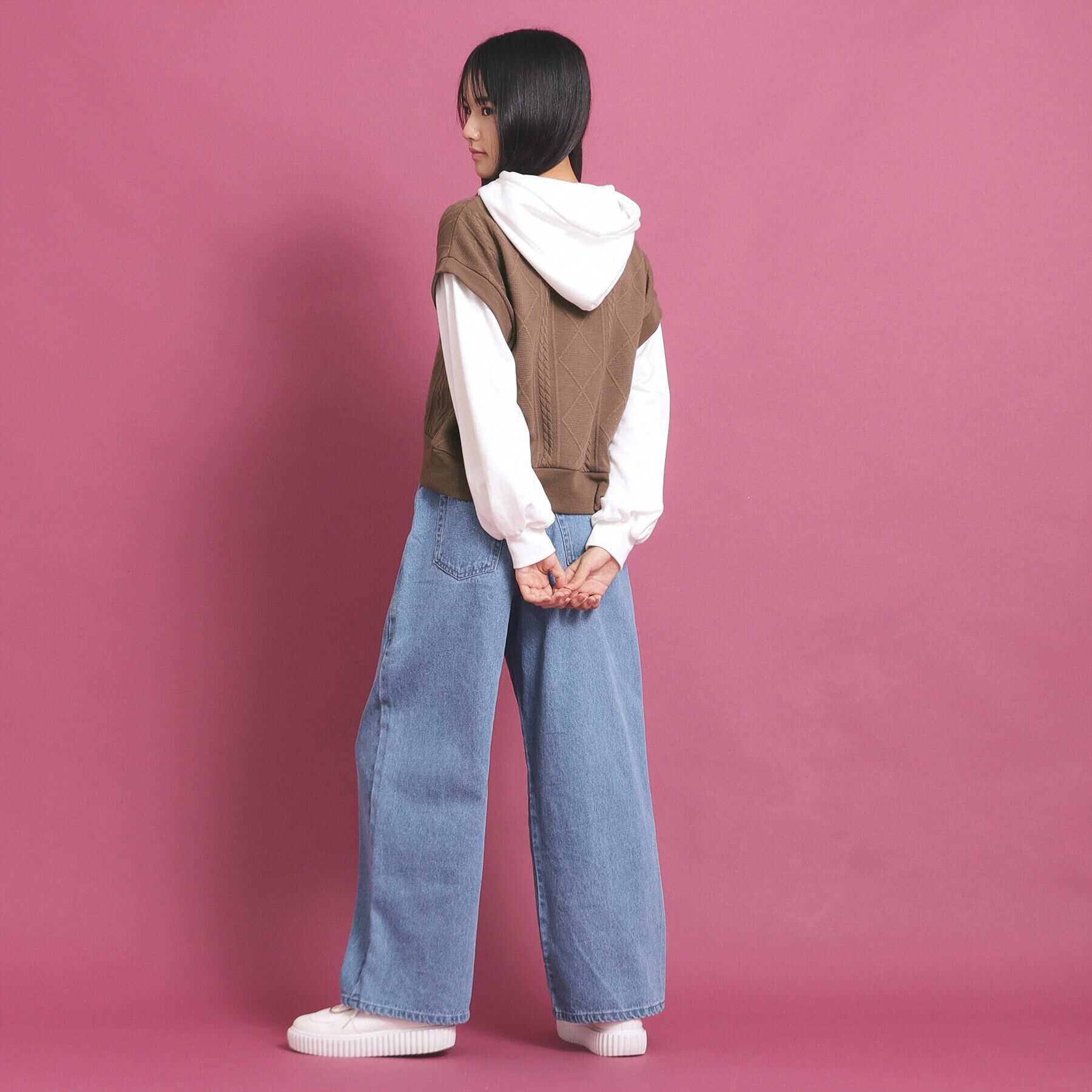 PINK-latte「フェイクレイヤードパーカ」|Tシャツ・カットソー|