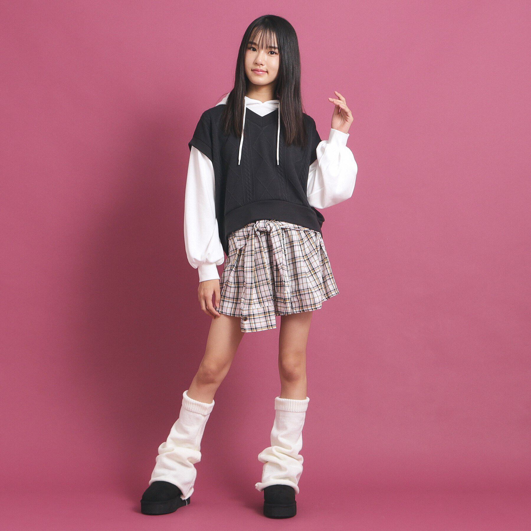 PINK-latte「フェイクレイヤードパーカ」|Tシャツ・カットソー|