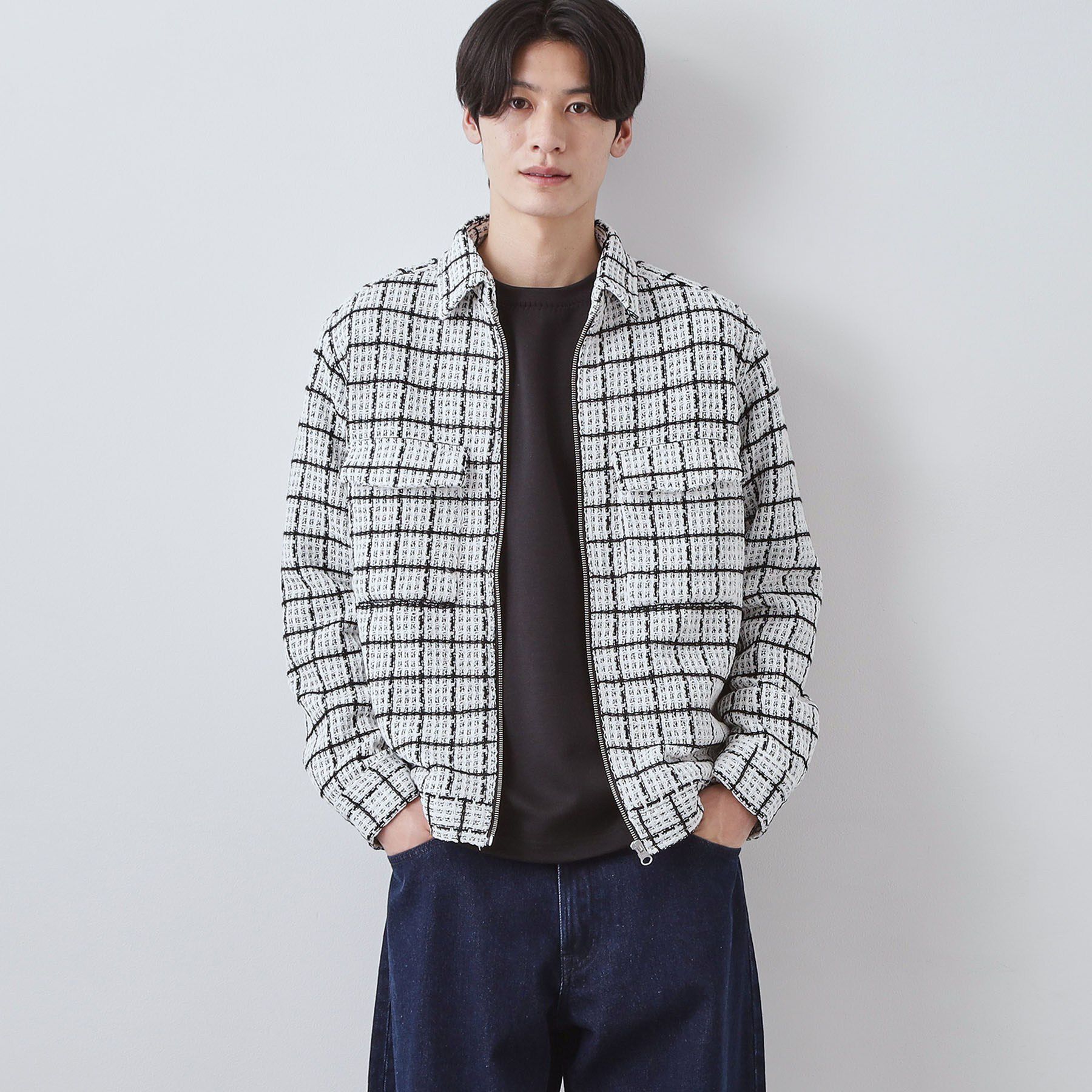 THE SHOP TK「変わり織ツイードブルゾン」|ブルゾン・スタジャン|