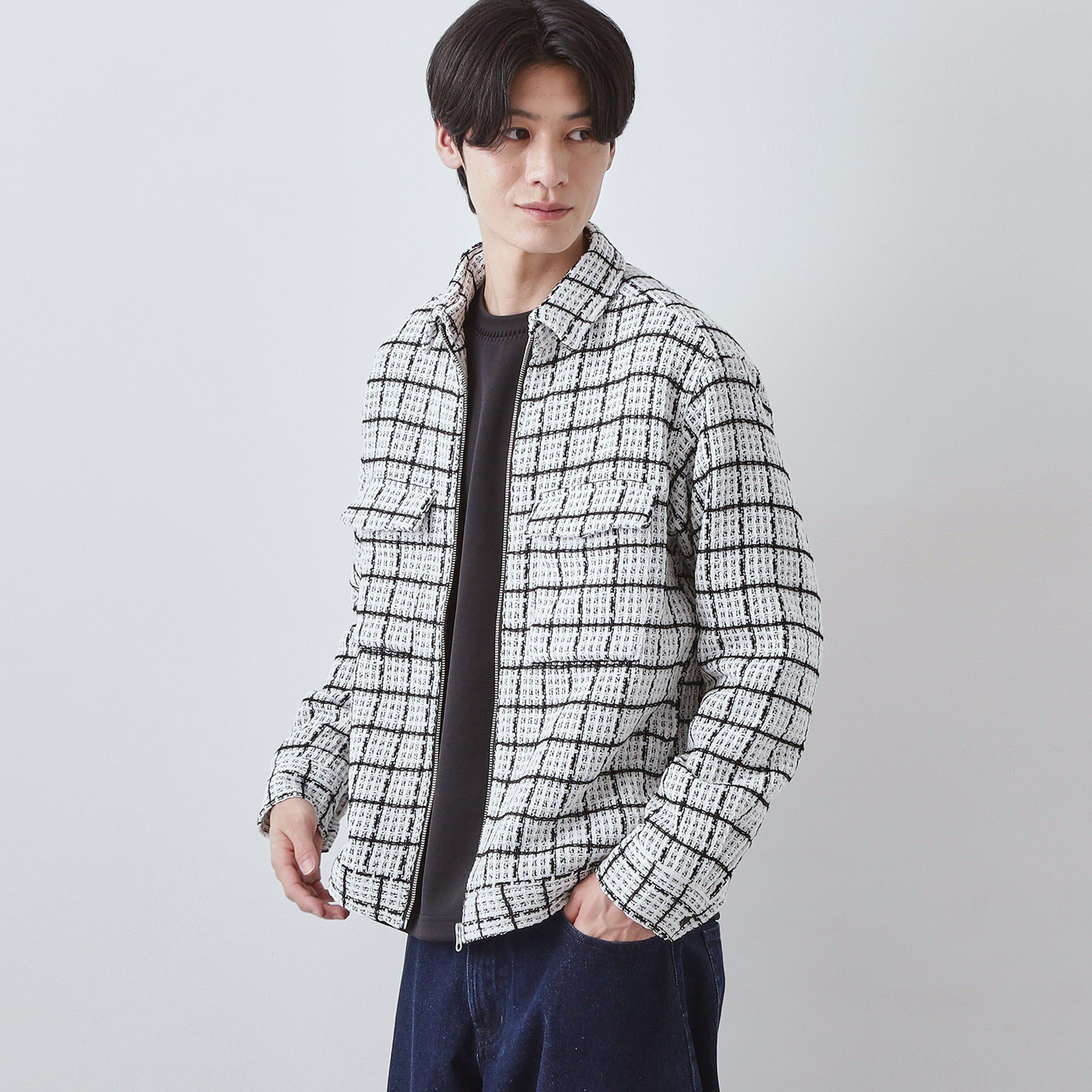 THE SHOP TK「変わり織ツイードブルゾン」|ブルゾン・スタジャン|