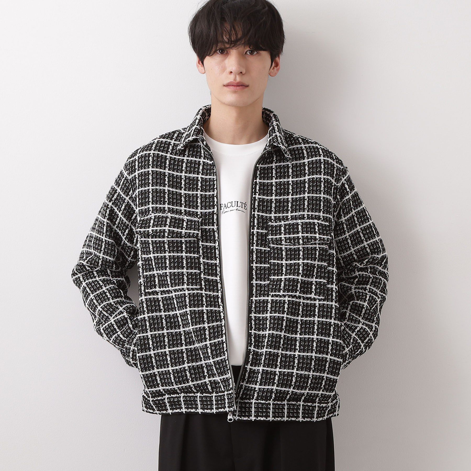 THE SHOP TK「変わり織ツイードブルゾン」|ブルゾン・スタジャン|