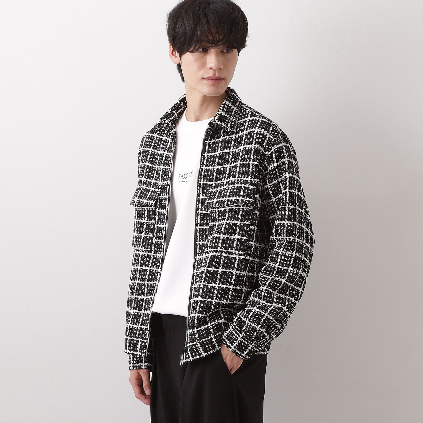 THE SHOP TK「変わり織ツイードブルゾン」|ブルゾン・スタジャン|