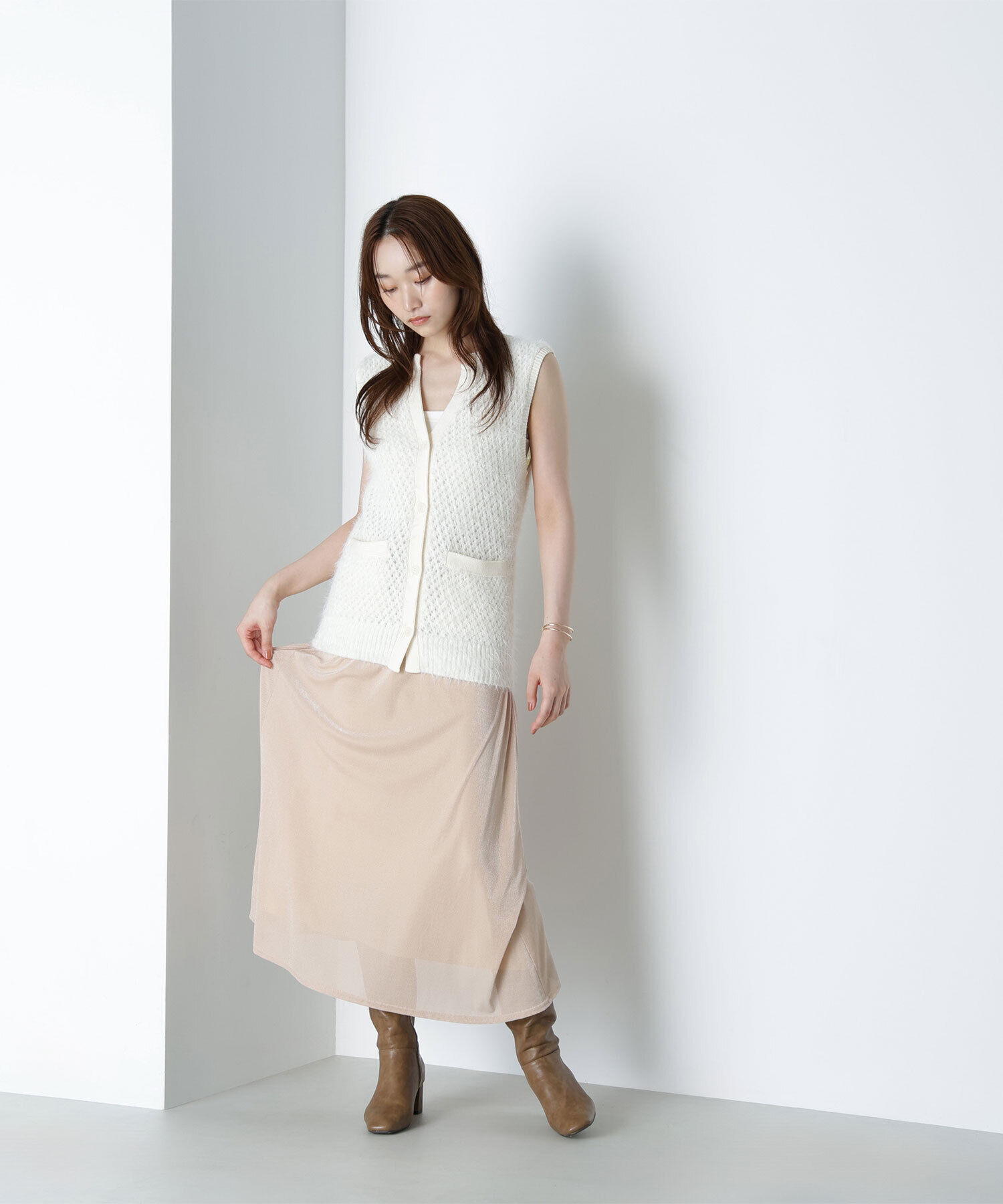  「ベロアライクナロースカート」|スカート|