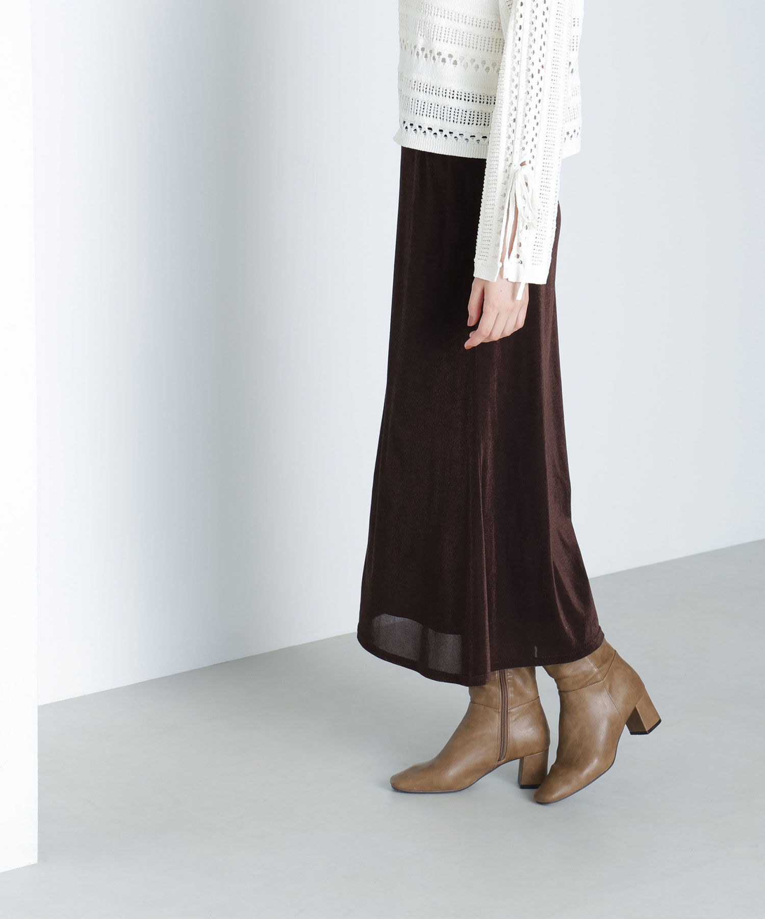 「ベロアライクナロースカート」|スカート|