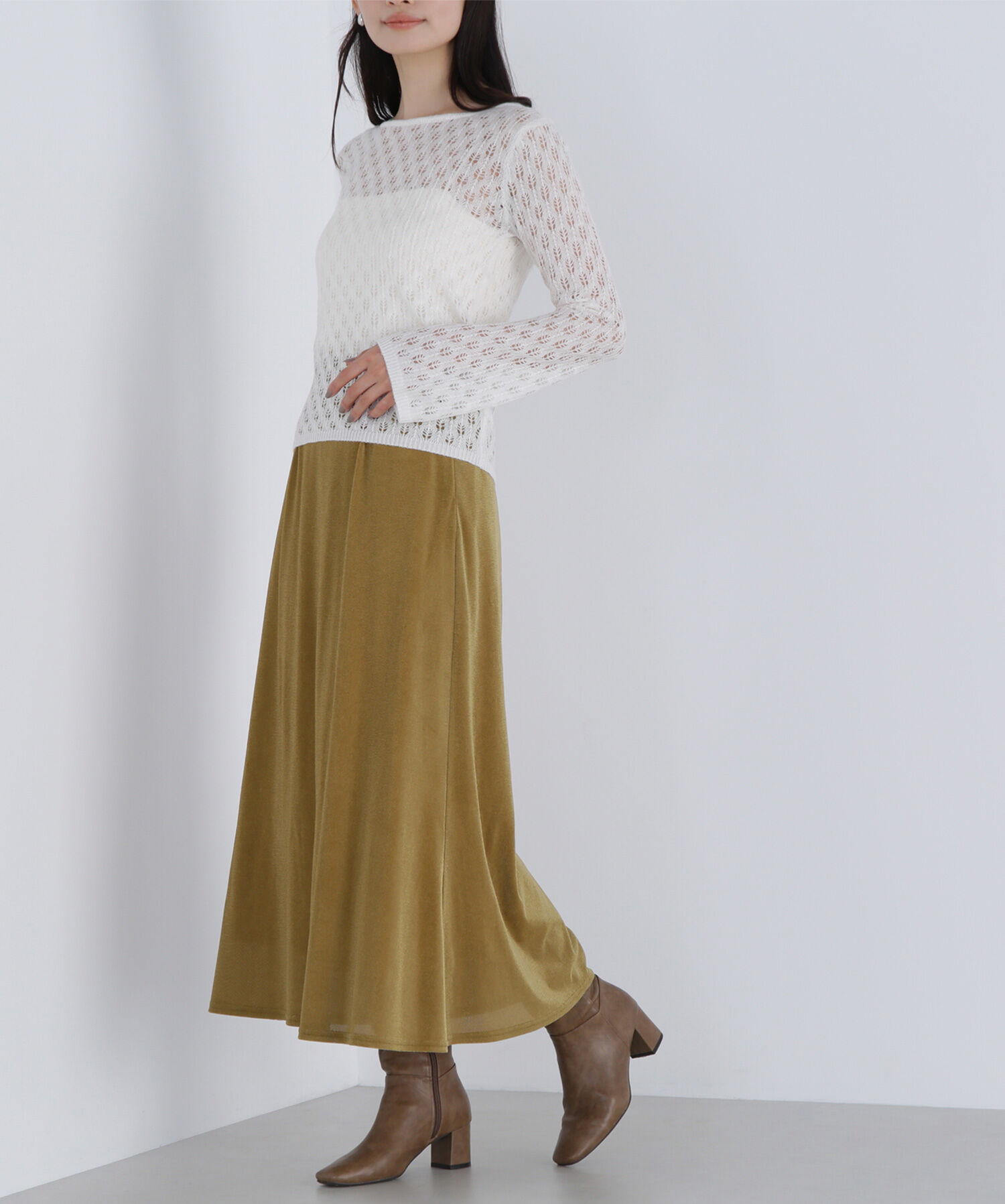  「ベロアライクナロースカート」|スカート|