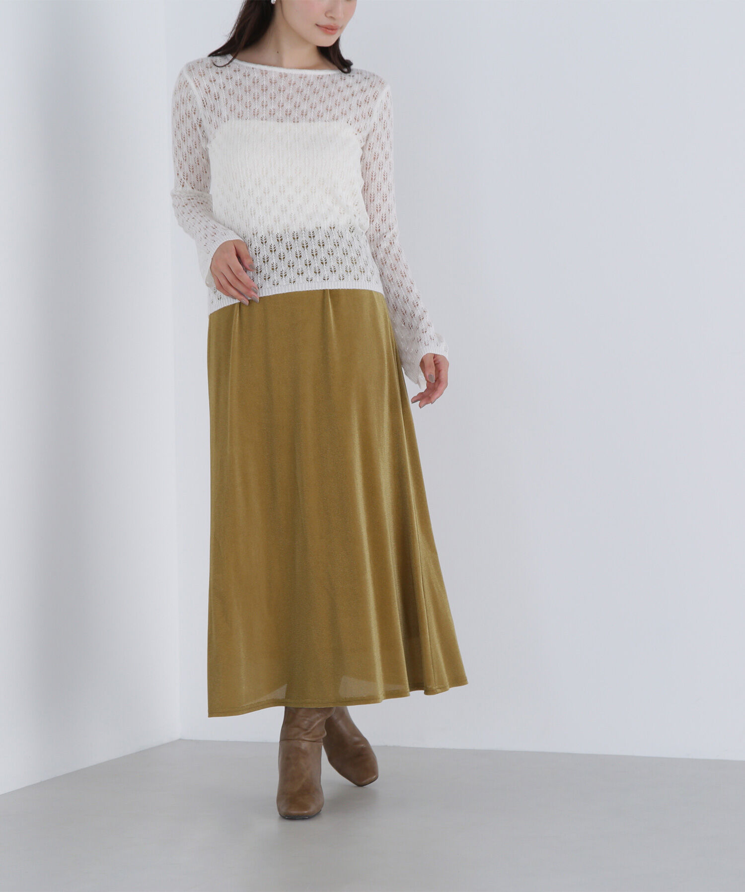  「ベロアライクナロースカート」|スカート|