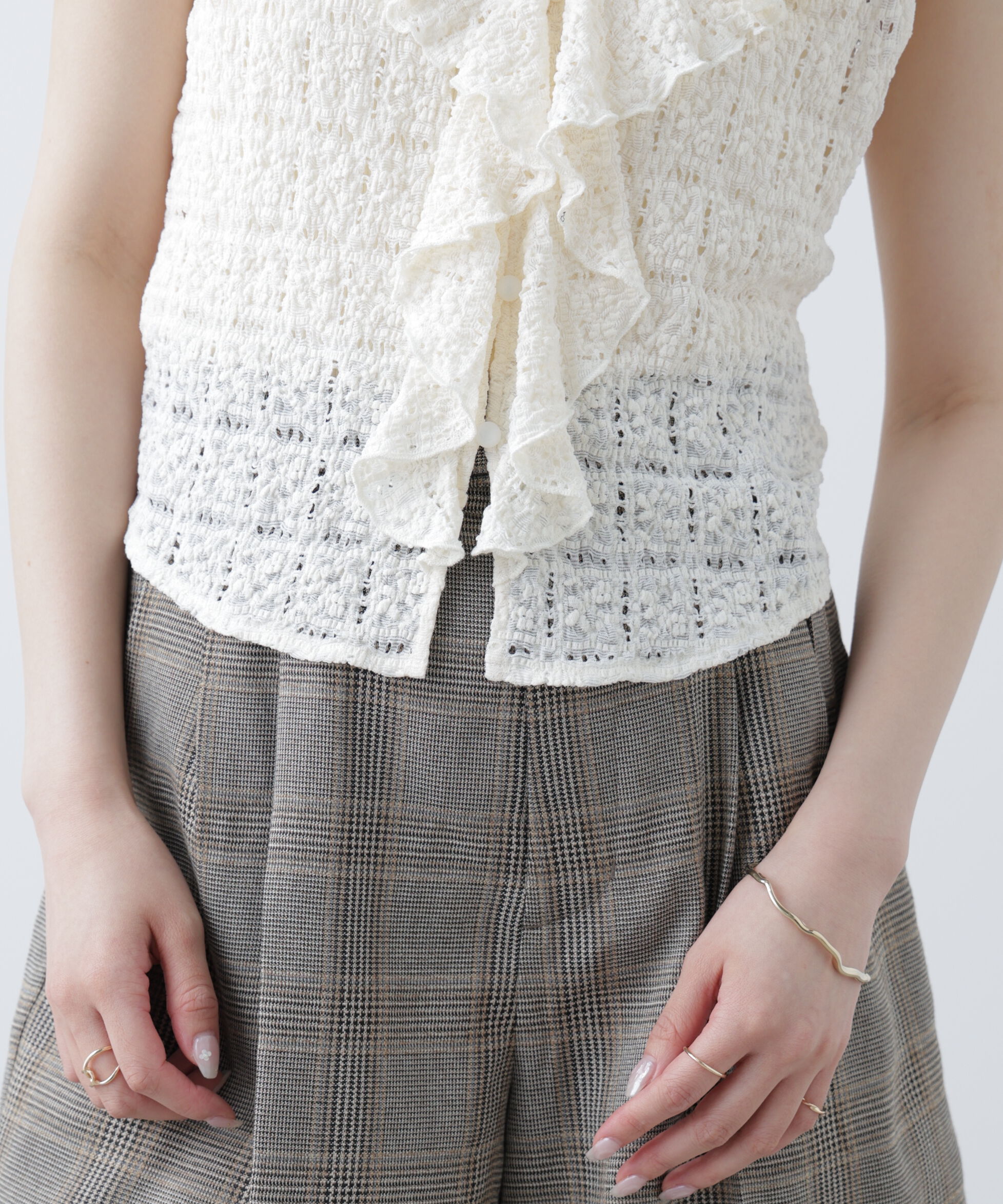  「レースラッフルフリルフレンチブラウス」|シャツ・ブラウス|