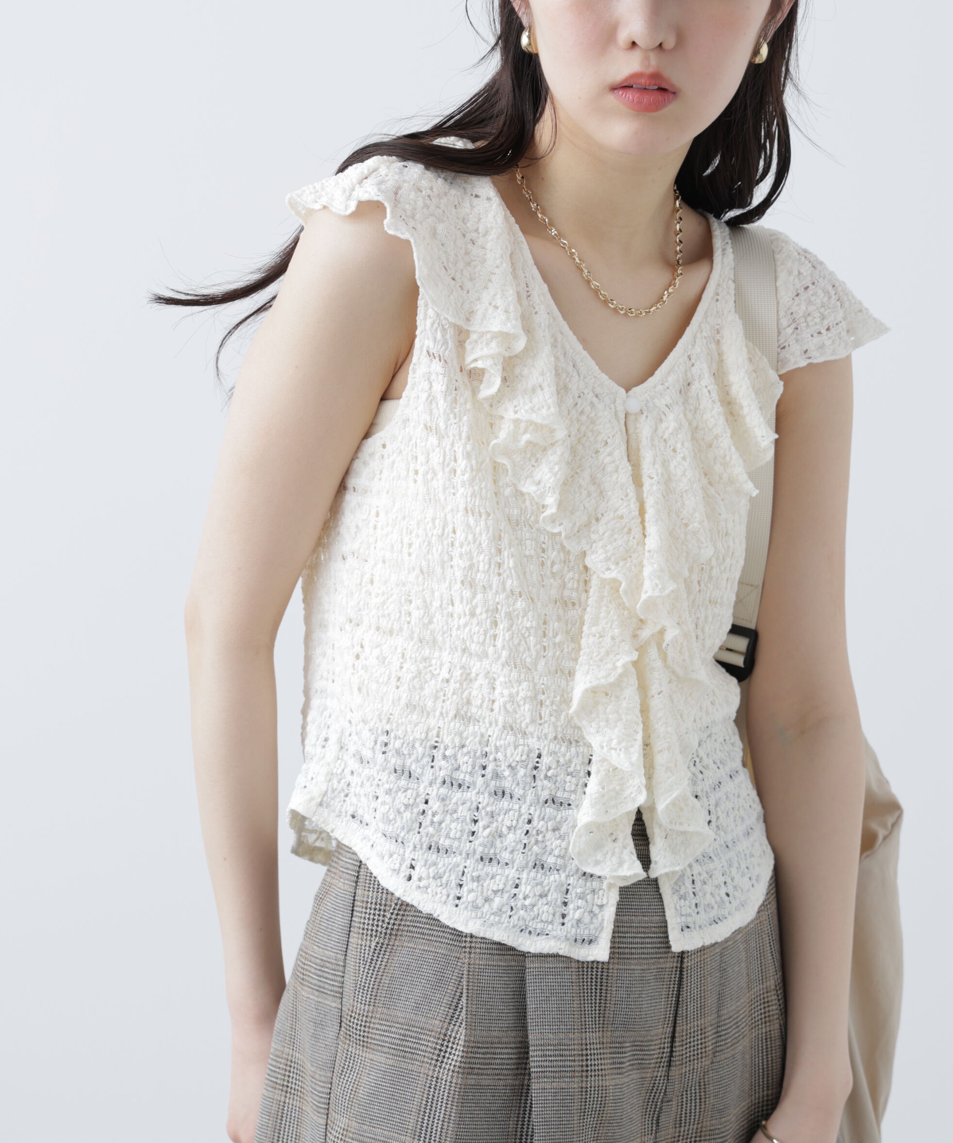  「レースラッフルフリルフレンチブラウス」|シャツ・ブラウス|