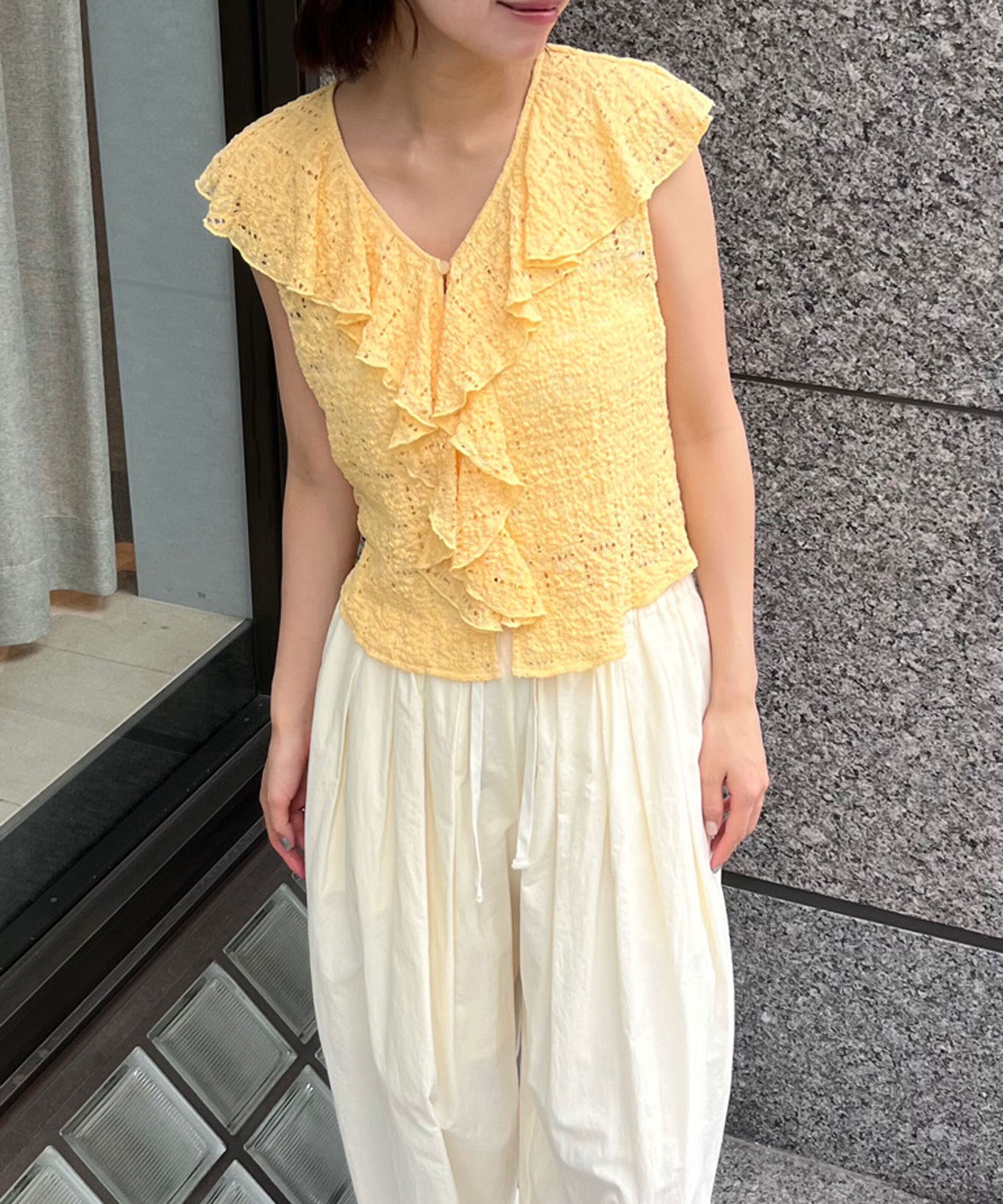  「レースラッフルフリルフレンチブラウス」|シャツ・ブラウス|