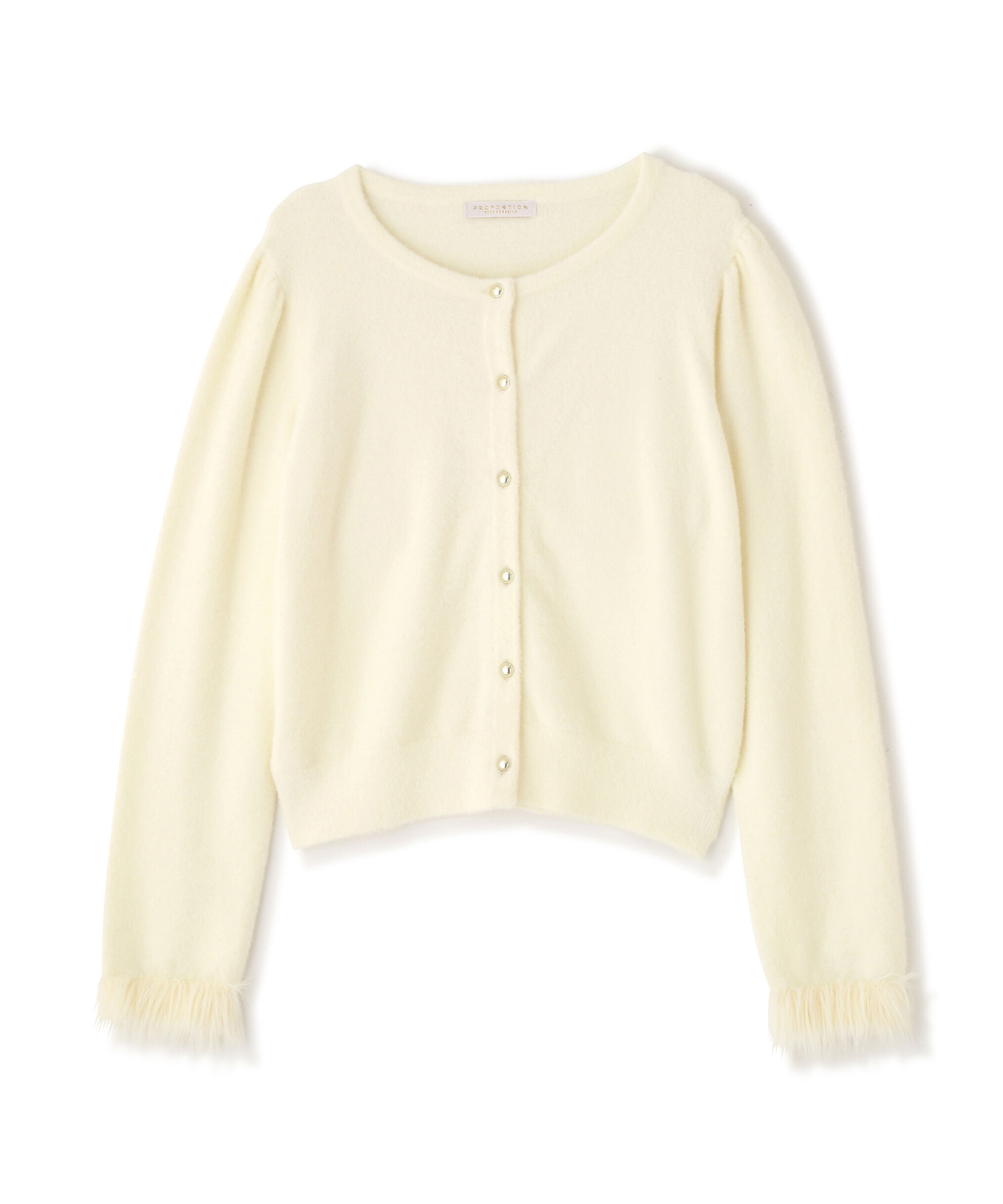 PROPORTION BODY DRESSING「部分フェザースリーブニットカーディガン 25AW」|カーディガン|