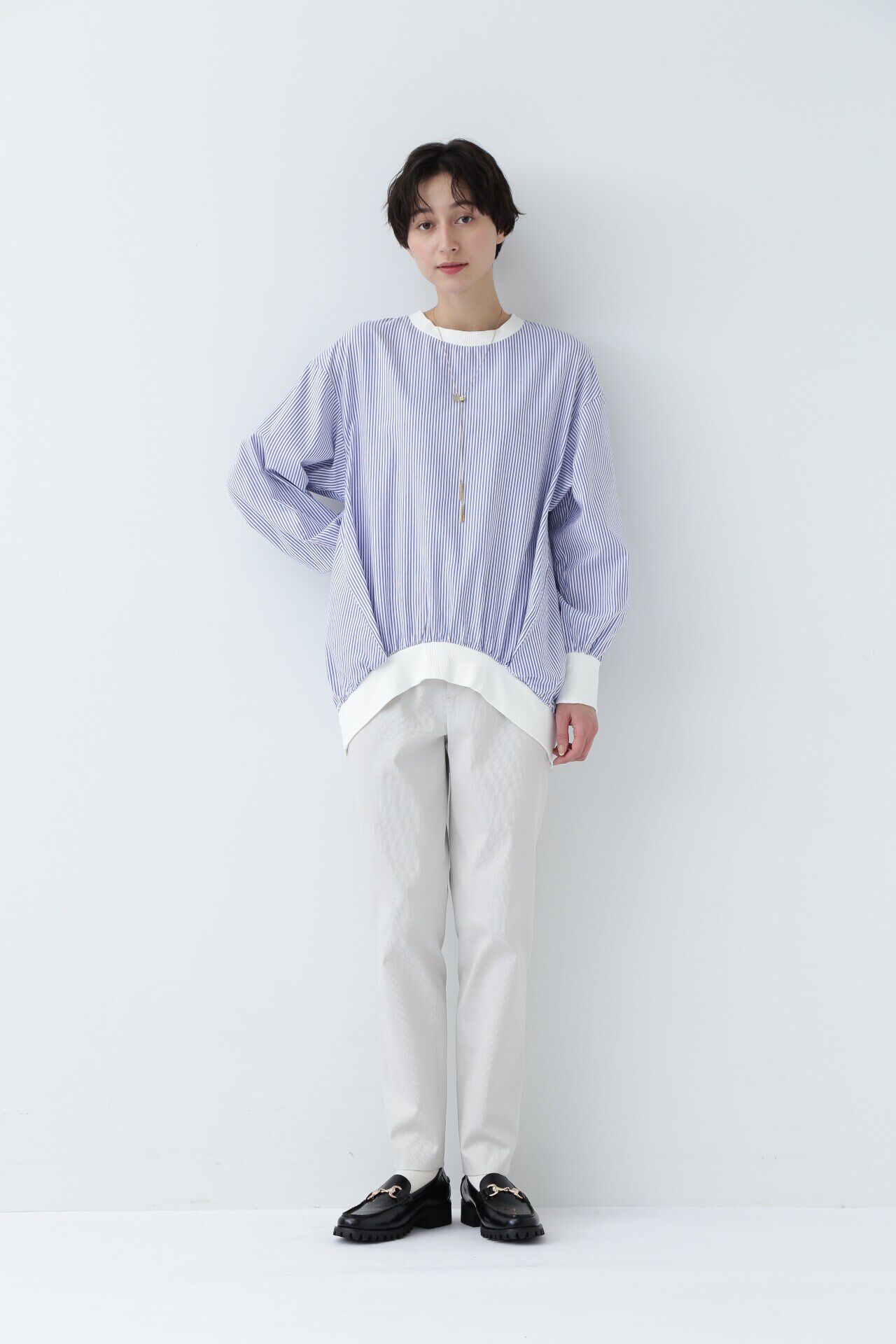  「◆コットンオックスストライプブラウス」|シャツ・ブラウス|