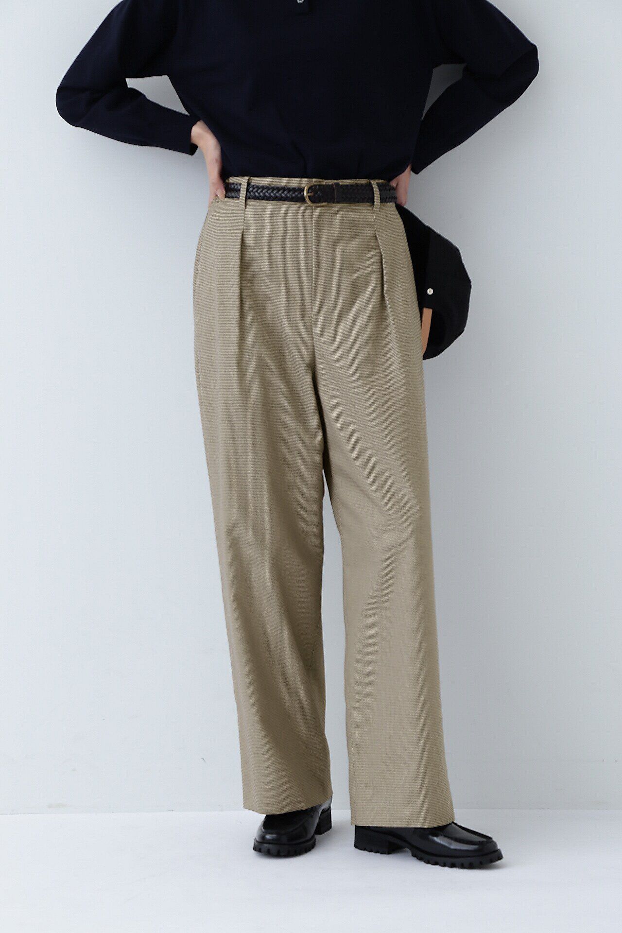  「◆ライトボイルツイルチェックパンツ」|その他|ベージュ&times;ブ  3