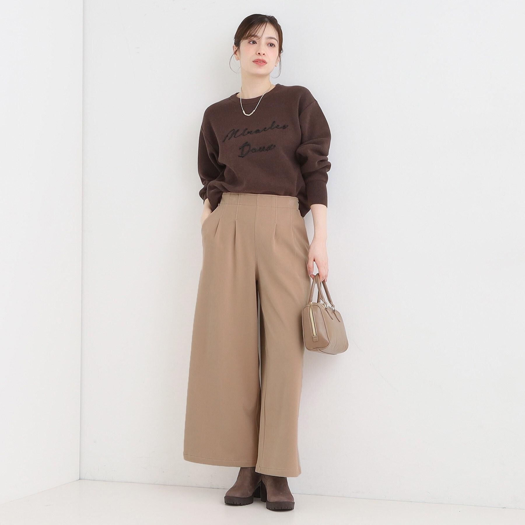 SHOO･LA･RUE「【洗濯機可/ちくちくしにくい】大人のための スウェットライク刺繍ロゴニット」|ニット・セーター|