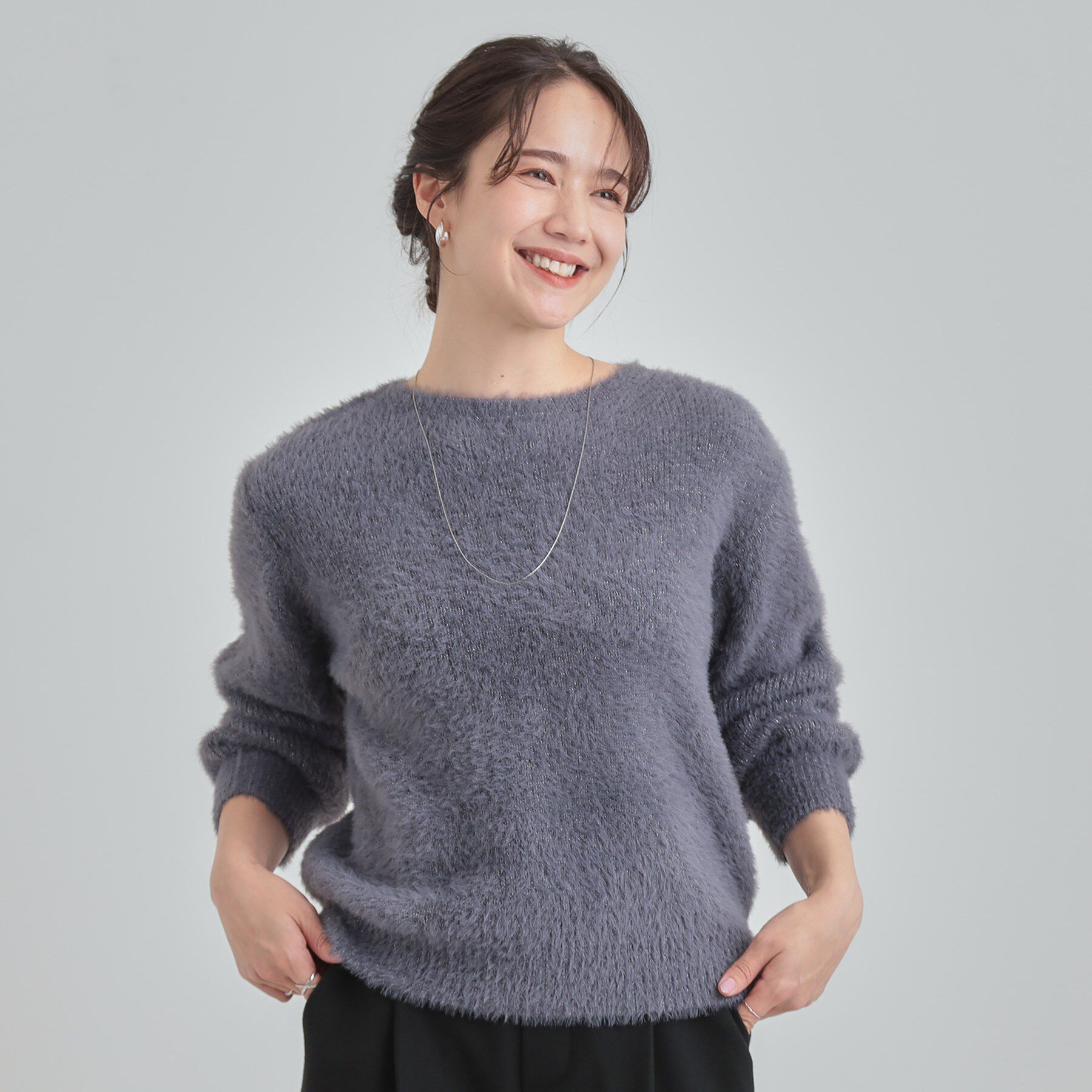 SHOO･LA･RUE「【S-LL】きらっと華やか ふんわりラメフェザーニット」|ニット・セーター|