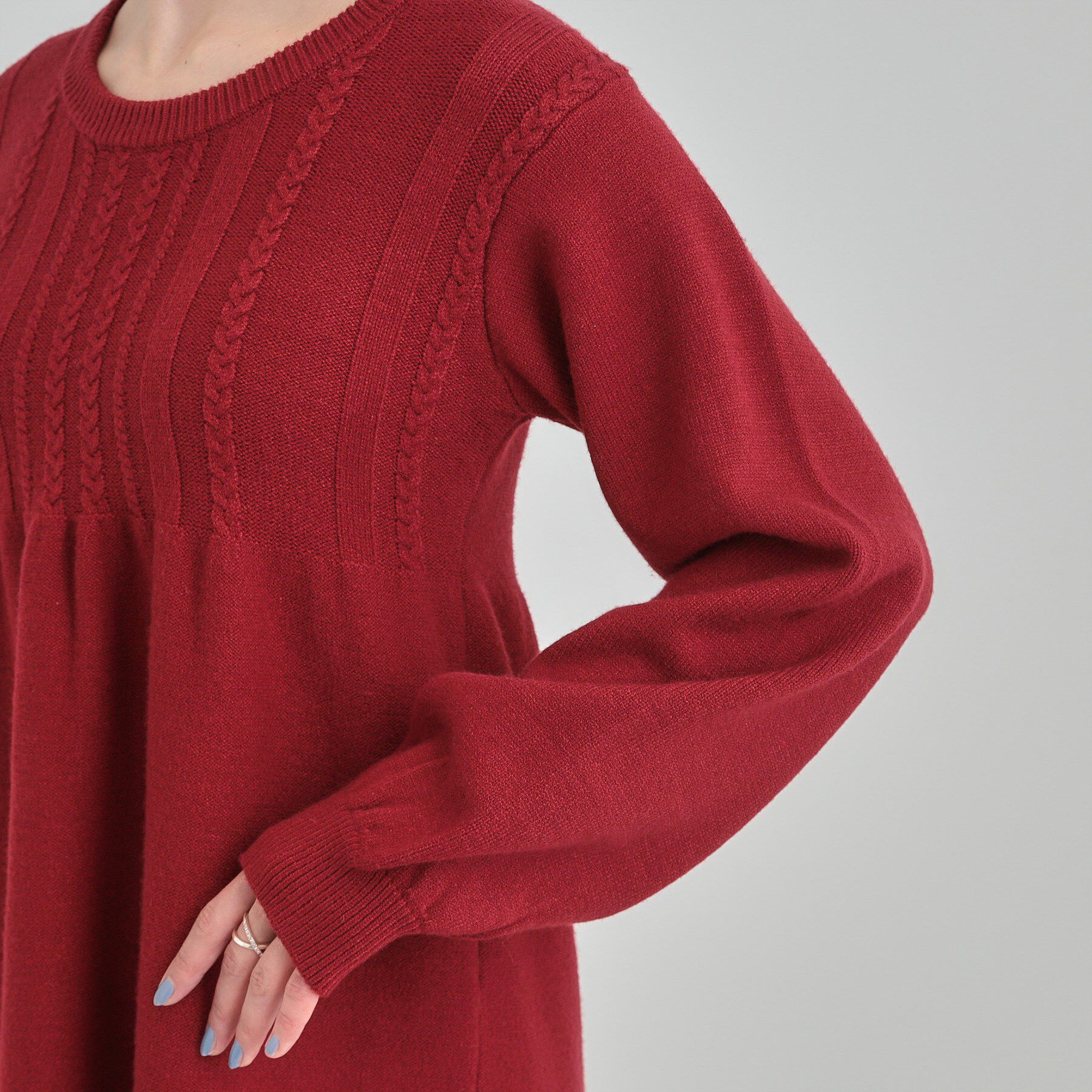 SHOO･LA･RUE「気になるお腹周りをカバー ケーブル編みペプラムニット」|ニット・セーター|