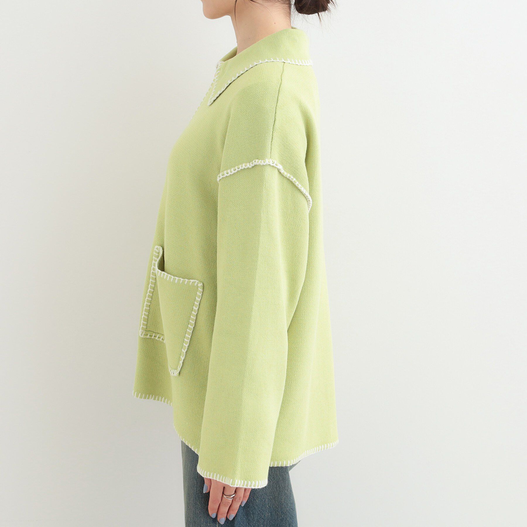 SHOO･LA･RUE「ステッチ衿付きジップニットカーディガン」|カーディガン|