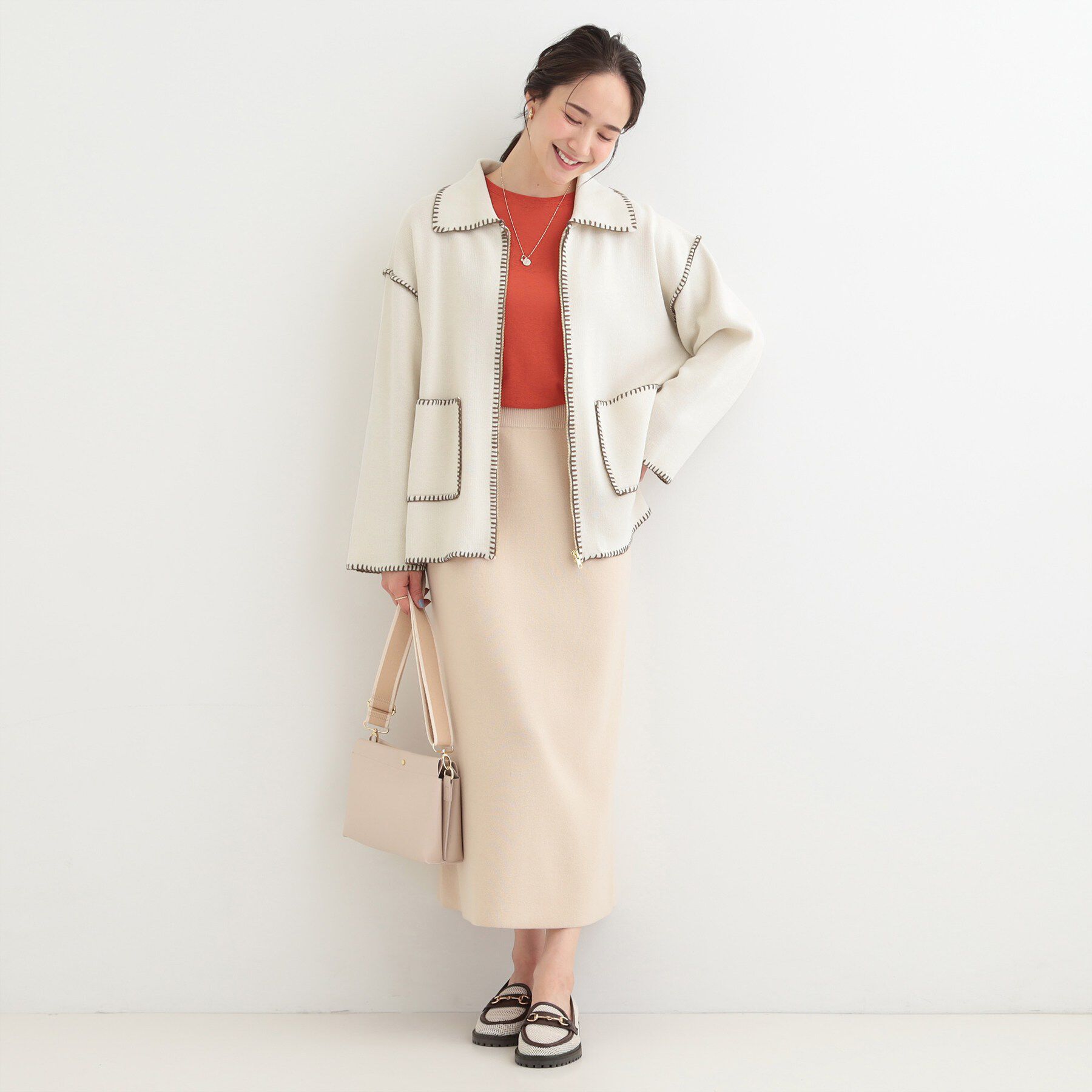 SHOO･LA･RUE「ステッチ衿付きジップニットカーディガン」|カーディガン|