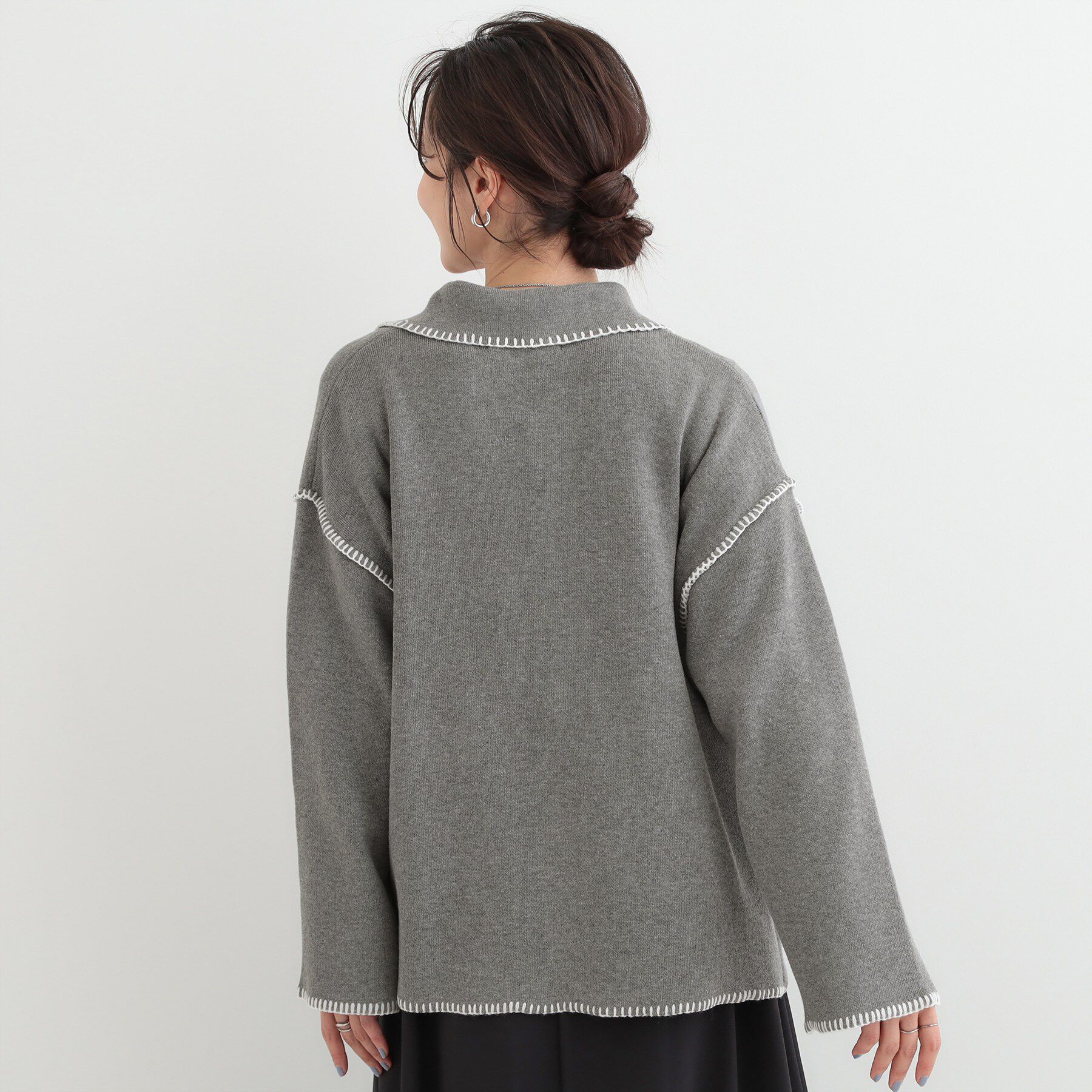 SHOO･LA･RUE「ステッチ衿付きジップニットカーディガン」|カーディガン|