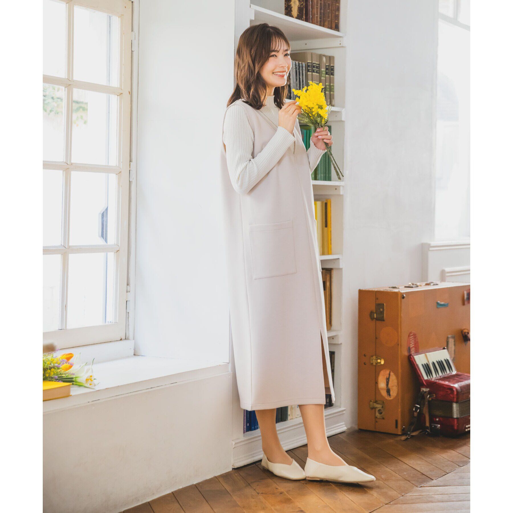 ITS&rsquo;DEMO「【手洗い可】ダンボールジャージージャンスカ」|ワンピース|