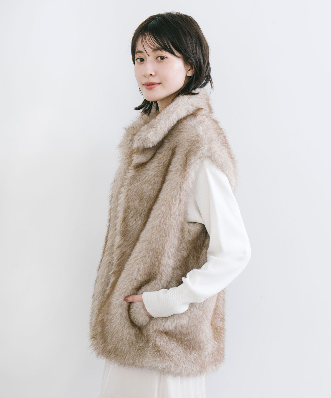 COCO DEAL「ミンクライクファージレ」|ベスト・ジレ|