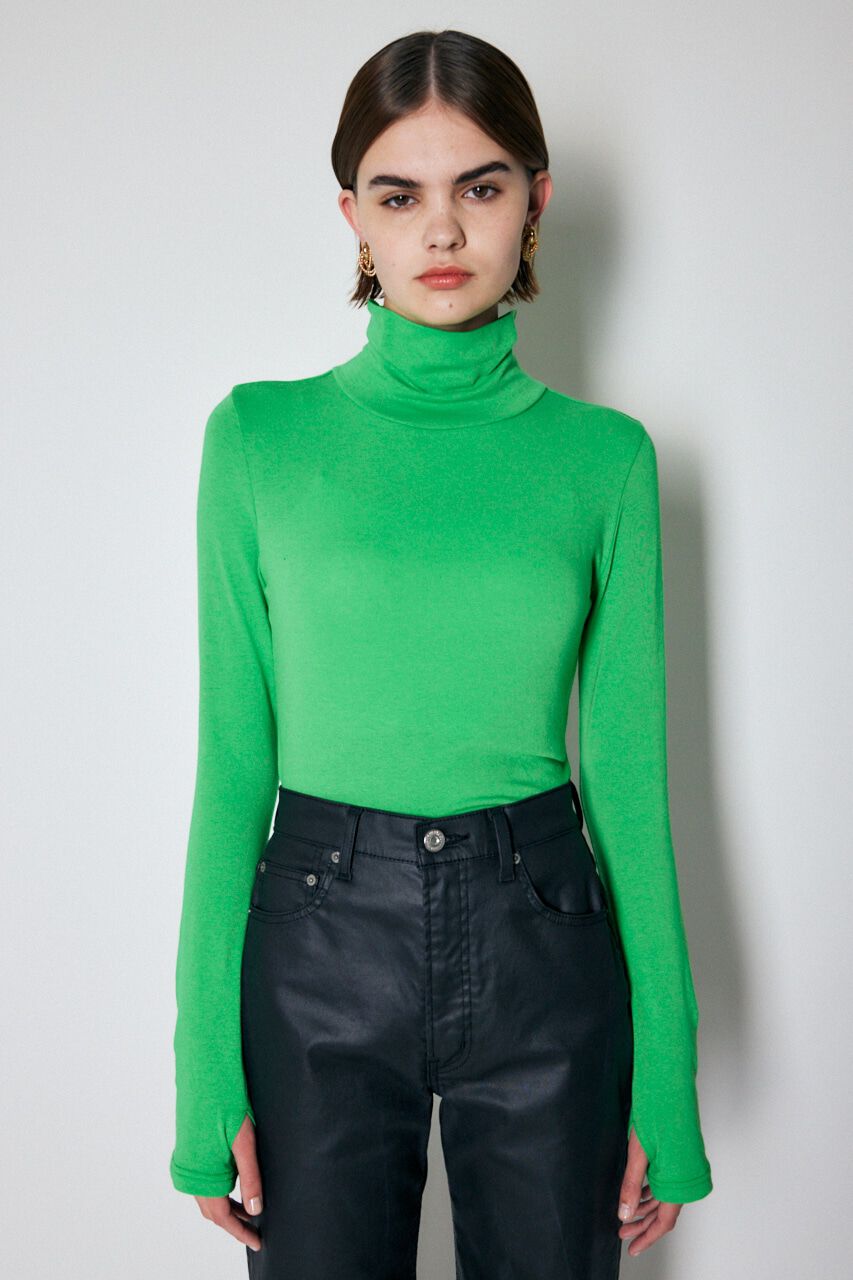 MOUSSY「HI NECK SOFT LS Tシャツ」|Tシャツ・カットソー|L/GRN1