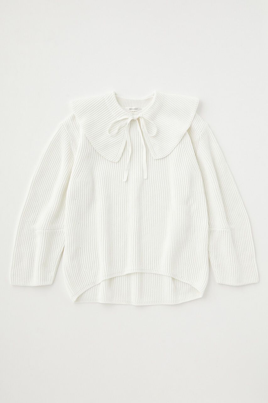 MOUSSY「DETACHABLE COLLAR RIB ニット」|ニット・セーター|O/WHT1