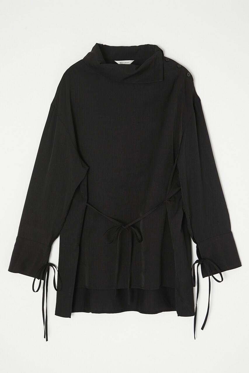 MOUSSY「STAND NECK RIBBON シャツ」|シャツ・ブラウス|BLK