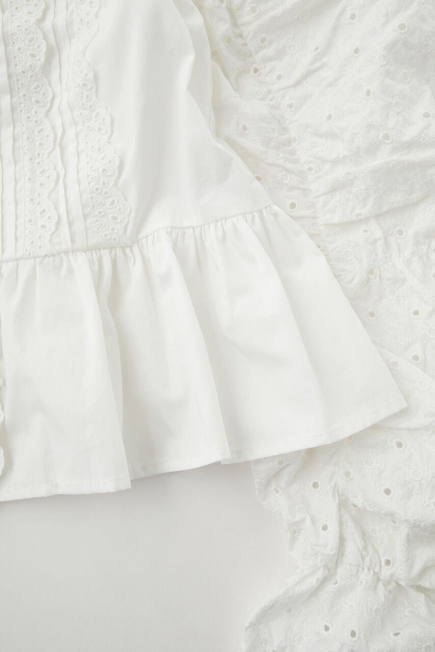 MOUSSY「LACE SHIRRING SLEEVE ブラウス」|シャツ・ブラウス|