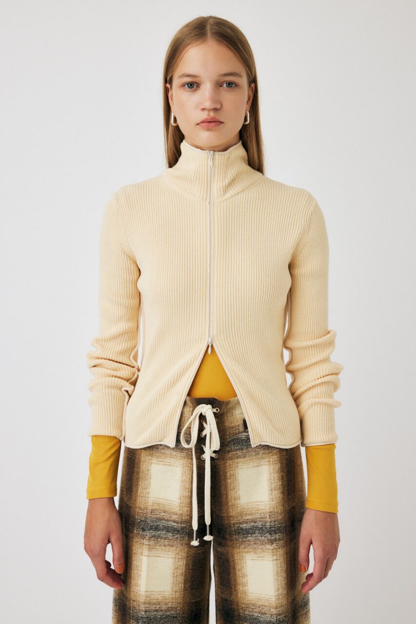 MOUSSY「BI COLOR ZIP UP RIB ニット」|ニット・セーター|IVOY3