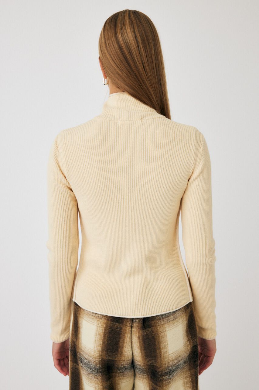 MOUSSY「BI COLOR ZIP UP RIB ニット」|ニット・セーター|