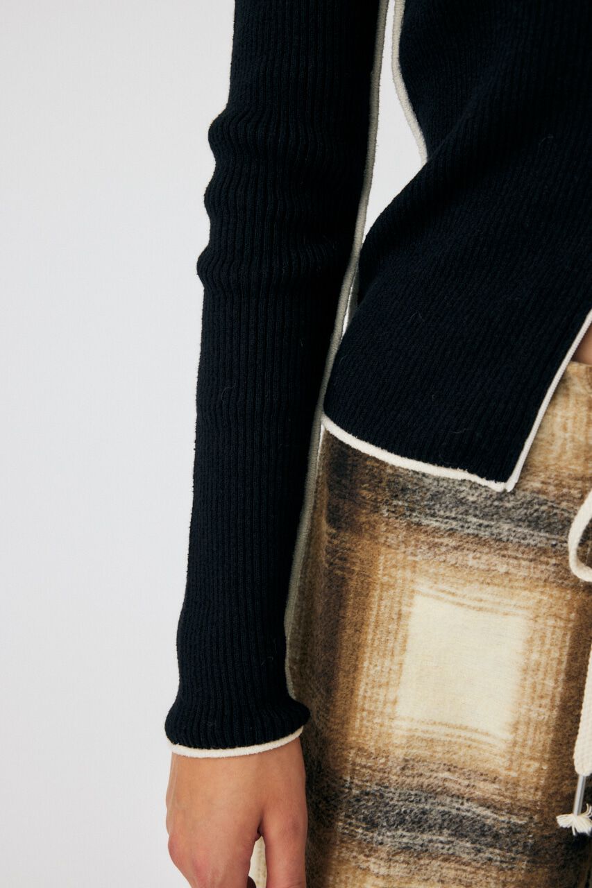 MOUSSY「BI COLOR ZIP UP RIB ニット」|ニット・セーター|