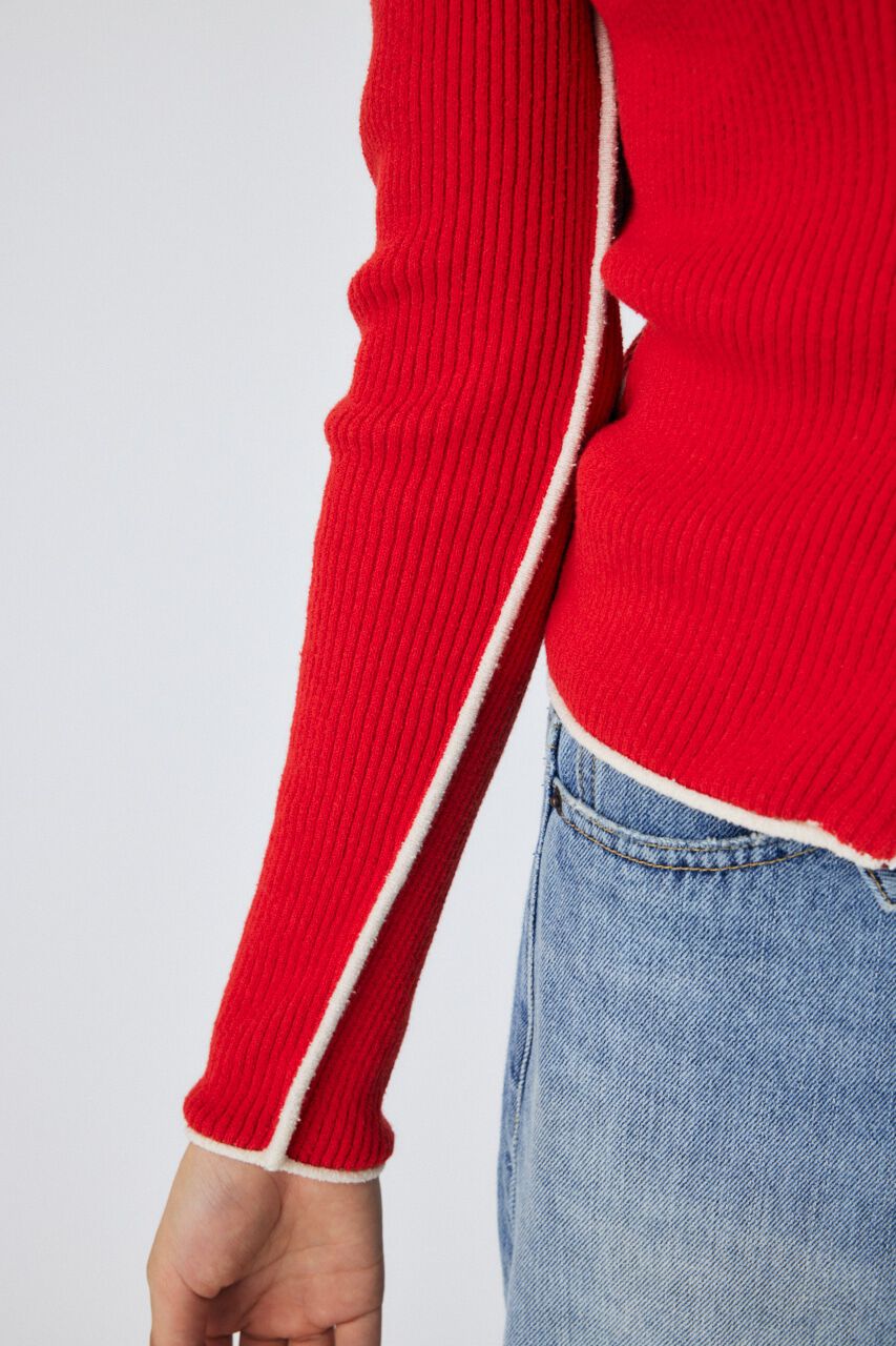 MOUSSY「BI COLOR ZIP UP RIB ニット」|ニット・セーター|