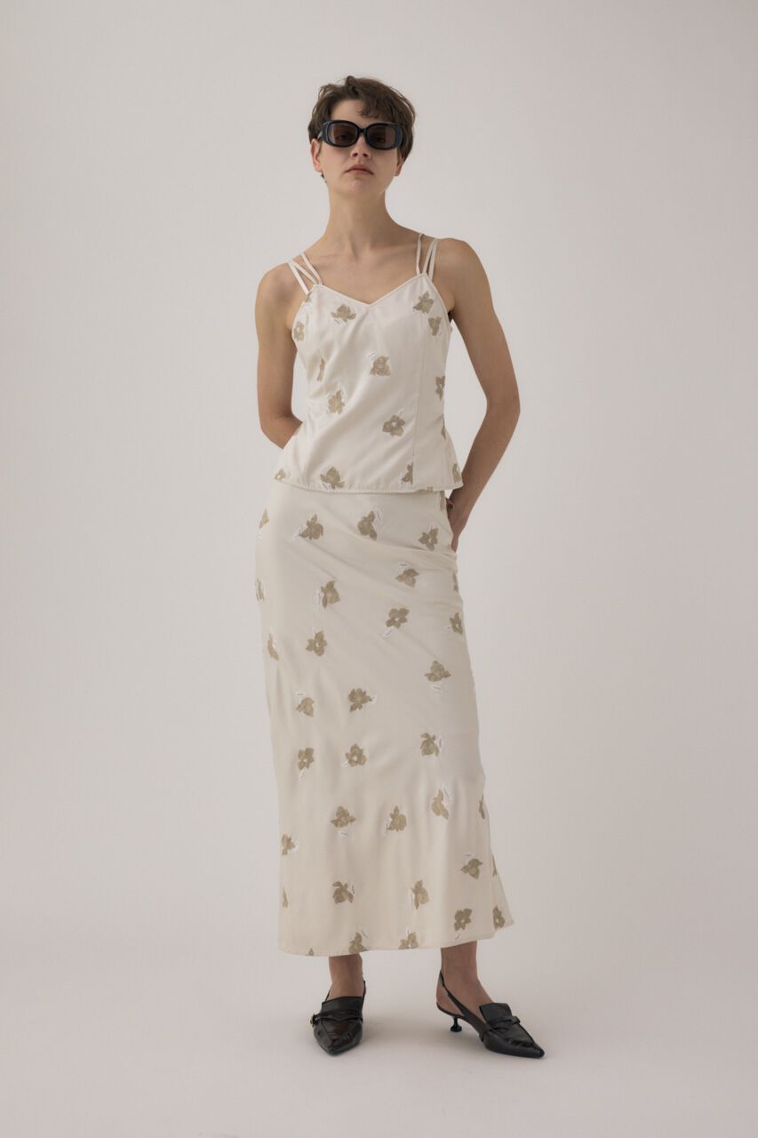 MOUSSY「リサイクルポリエステルサテン生地刺繍サテンキャミ」|キャミソール|