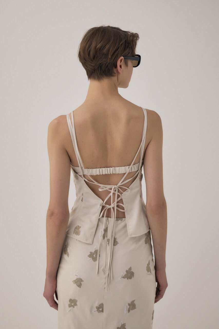 MOUSSY「リサイクルポリエステルサテン生地刺繍サテンキャミ」|キャミソール|