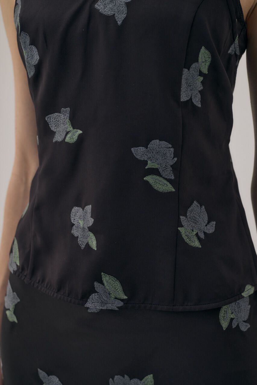 MOUSSY「リサイクルポリエステルサテン生地刺繍サテンキャミ」|キャミソール|