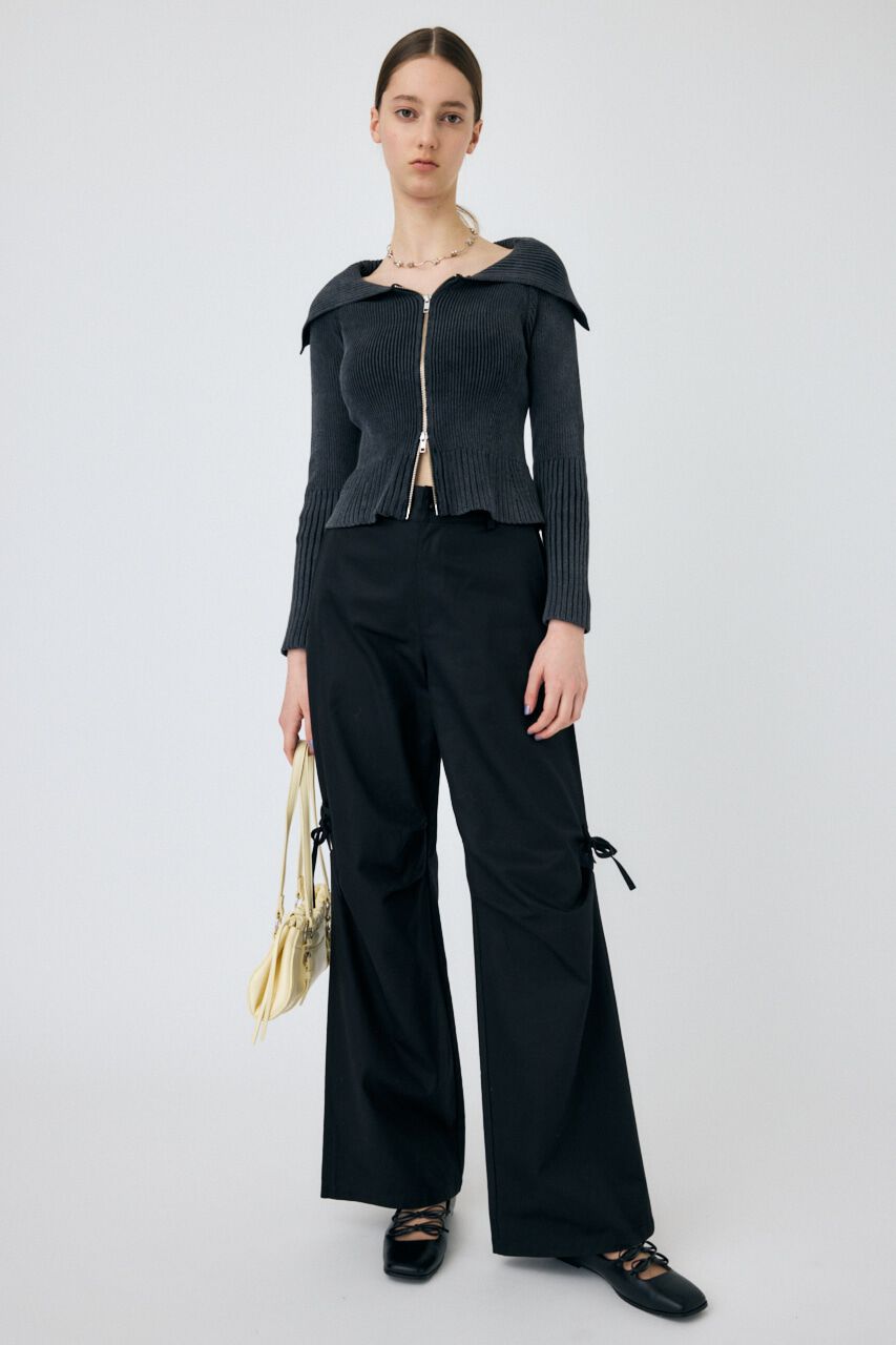 MOUSSY「BIG COLLAR ZIP UP ニットトップス」|ニット・セーター|