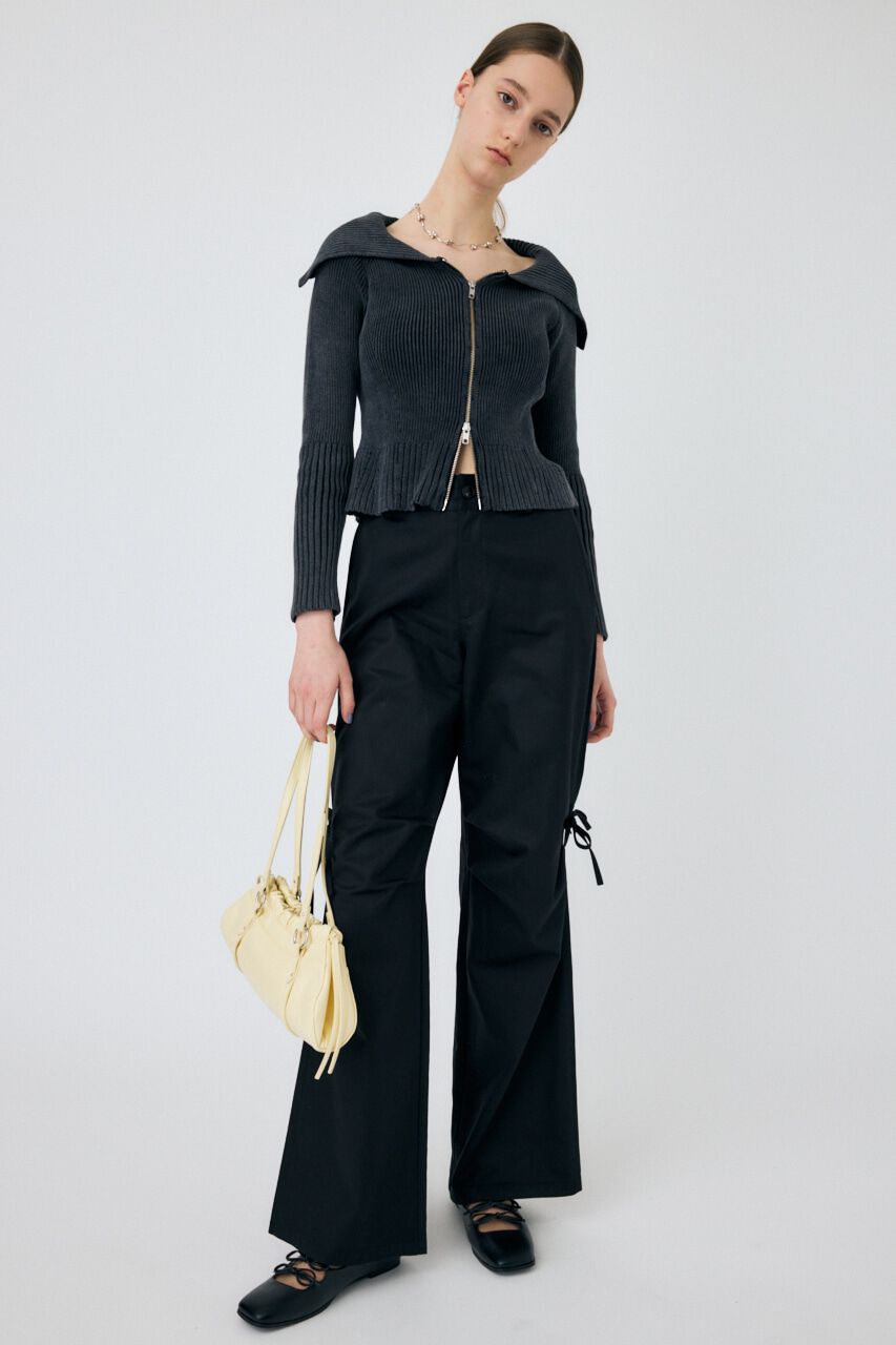 MOUSSY「BIG COLLAR ZIP UP ニットトップス」|ニット・セーター|