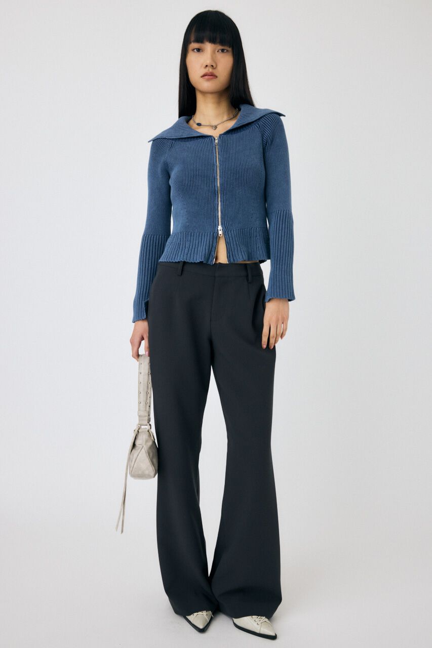 MOUSSY「BIG COLLAR ZIP UP ニットトップス」|ニット・セーター|