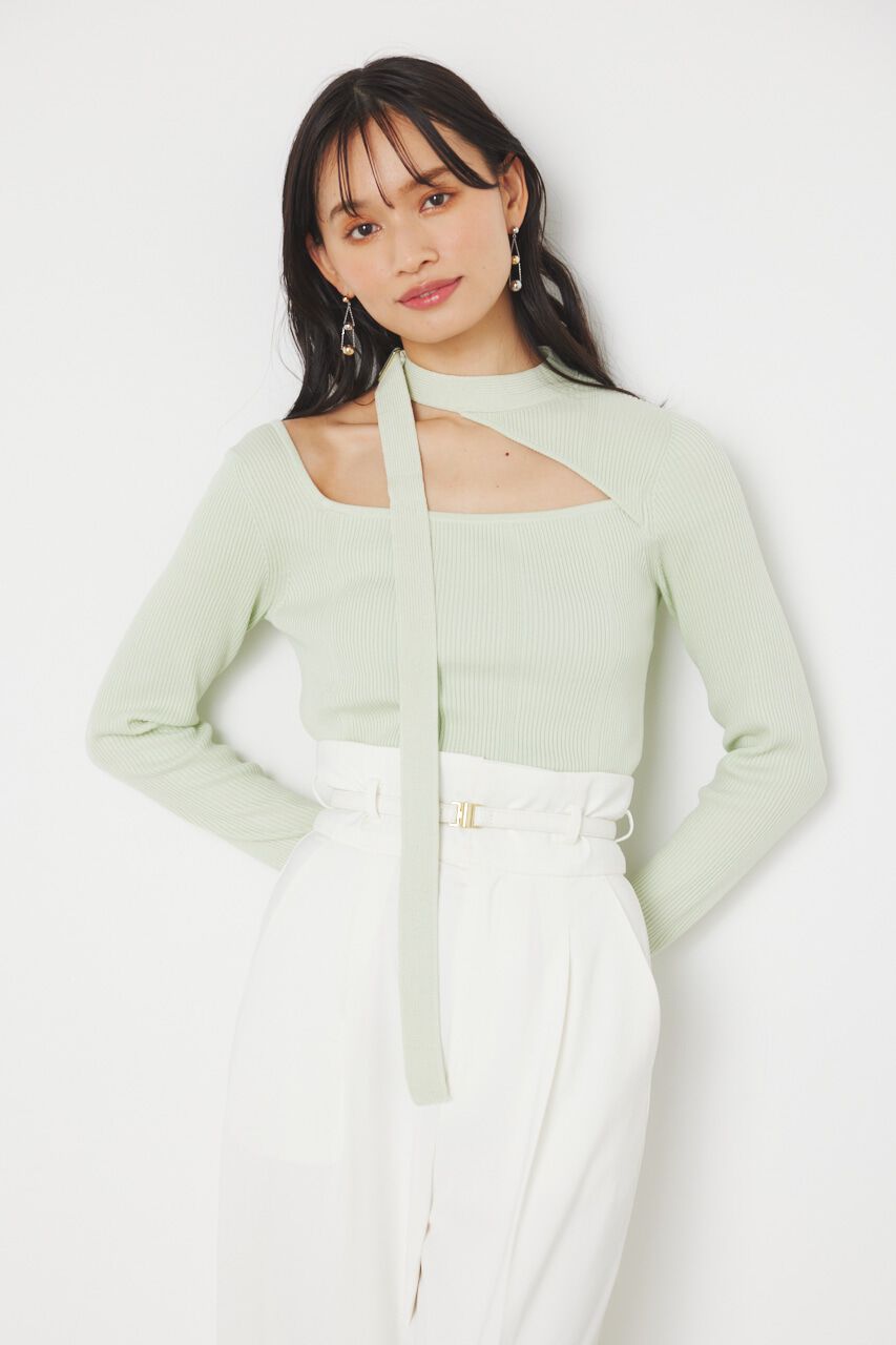 rienda「チョーカーデザインKnit TOP」|ニット・セーター|L/GRN1