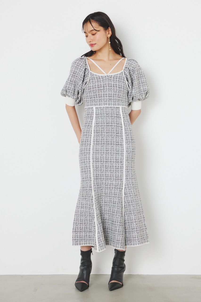 rienda「マーメイドツイードKnit OP」|ワンピース|