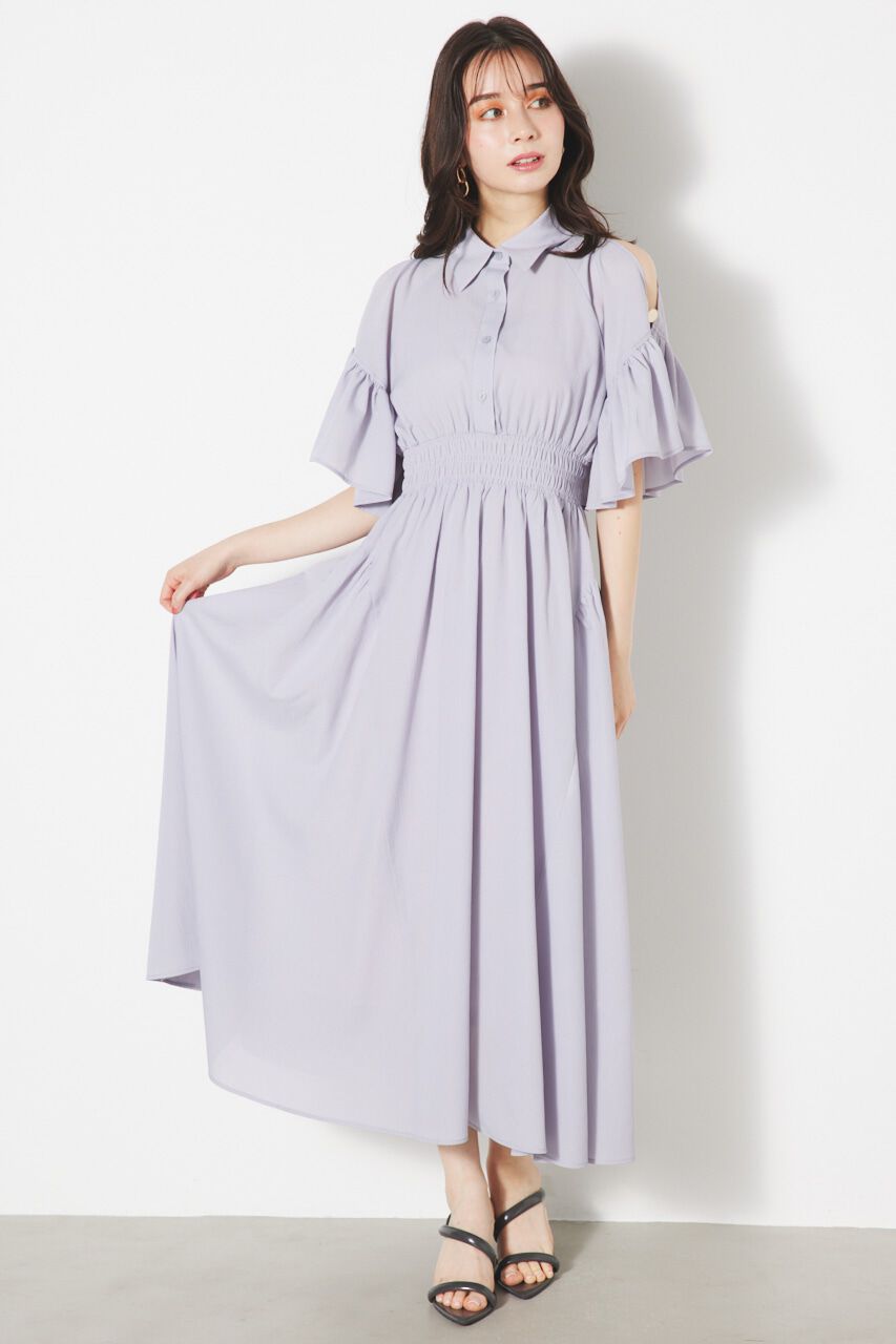 rienda「フリルSLVフレアOP」|ワンピース|L/PUR1