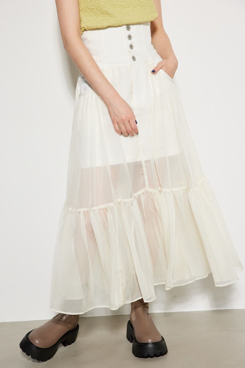 rienda「コルセットライクシアーコンビJ/WフレアSK」|スカート|