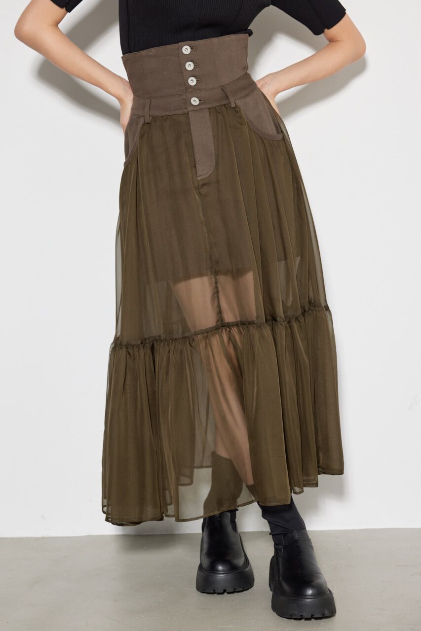 rienda「コルセットライクシアーコンビJ/WフレアSK」|スカート|