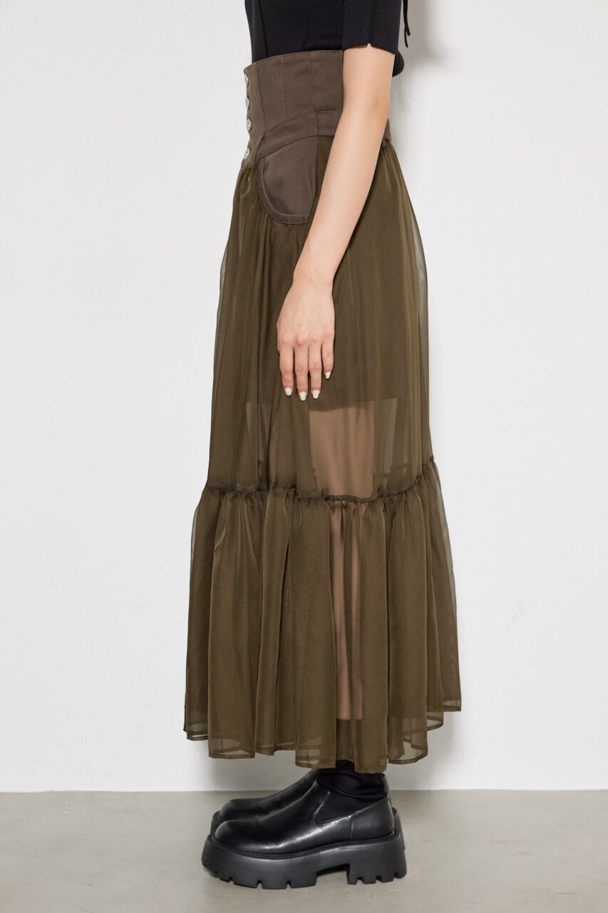 rienda「コルセットライクシアーコンビJ/WフレアSK」|スカート|